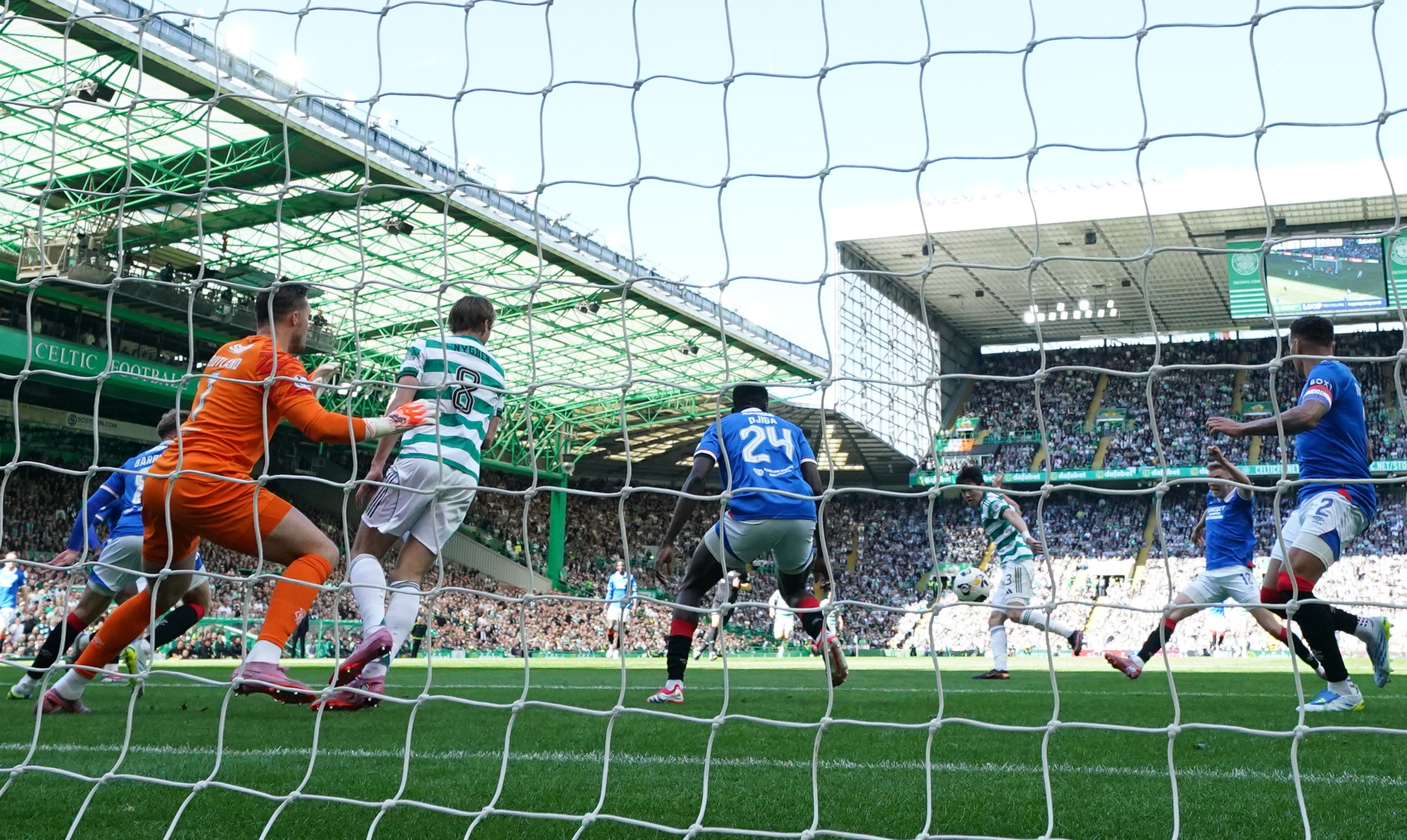 Yang equalised for Celtic after the goal survived a VAR check, with Nygren in an offside position in front of the goalkeeper