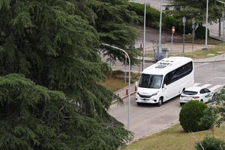 A bus carrying the passengers was seen entering the hospital
