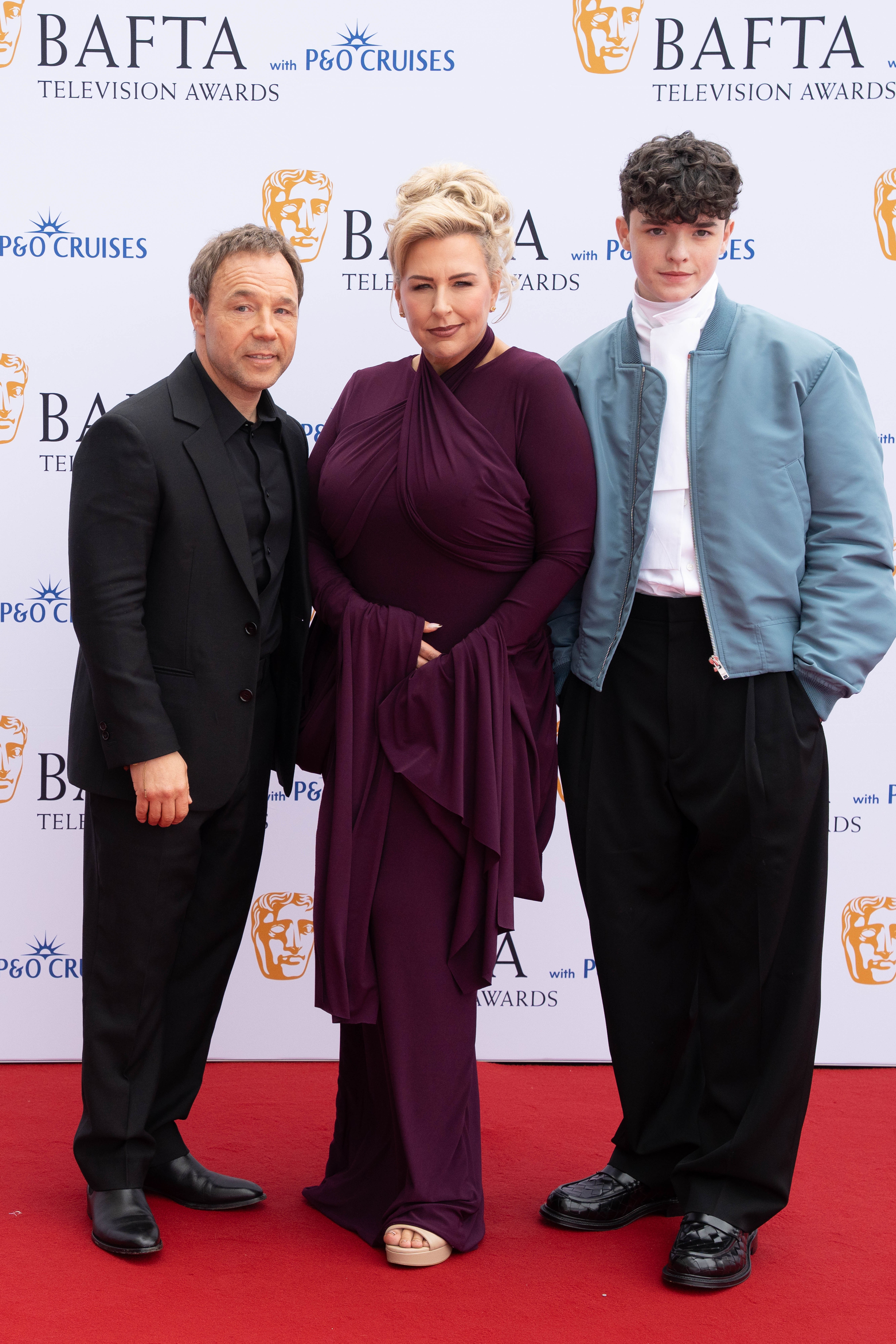 Owen Cooper with Stephen Graham and Hannah Walters (Jeff Moore/PA)