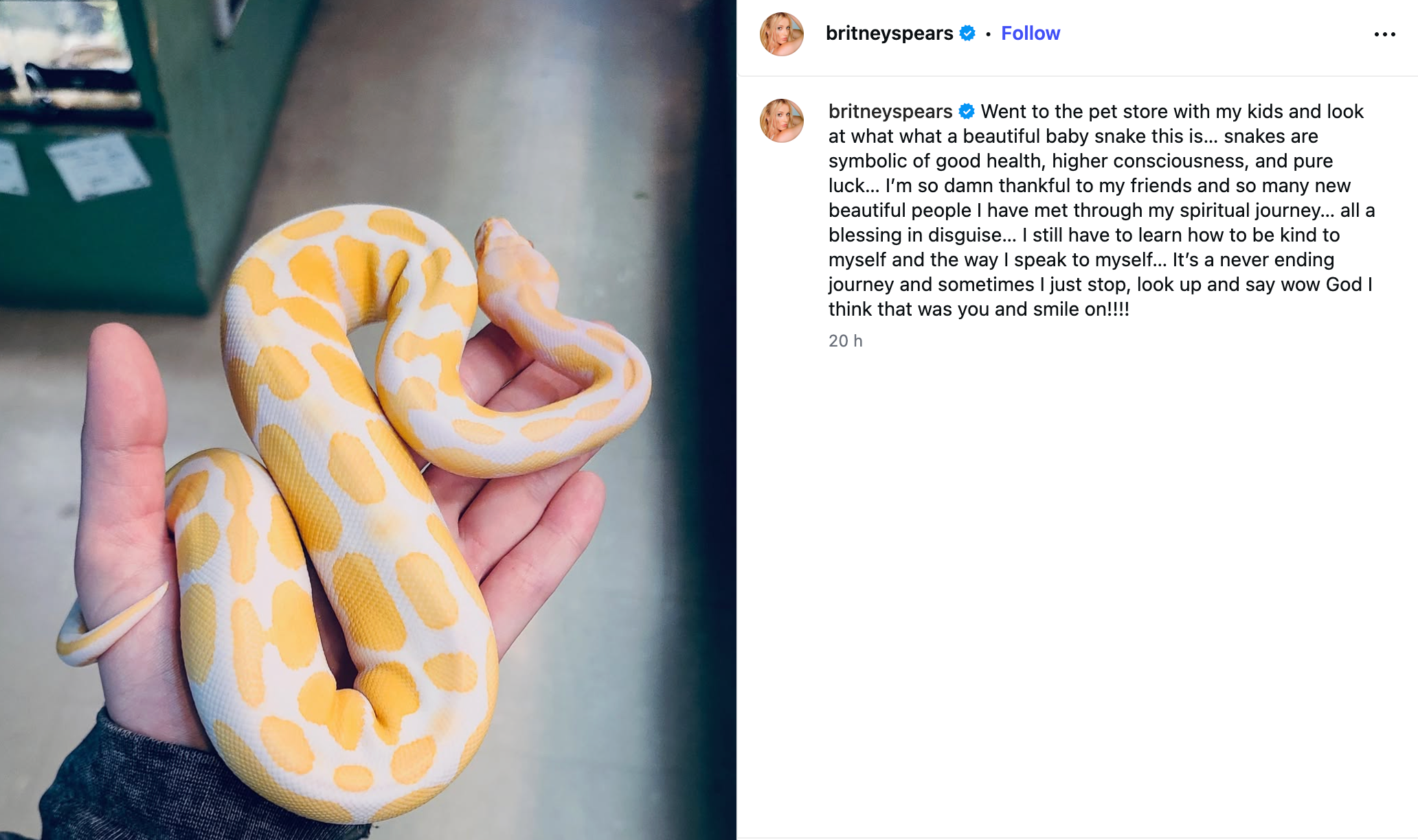 ‘Toxic’ singer said she has been on a ‘spiritual journey’ in a post shared less than a week after she pleaded guilty to a DUI charge