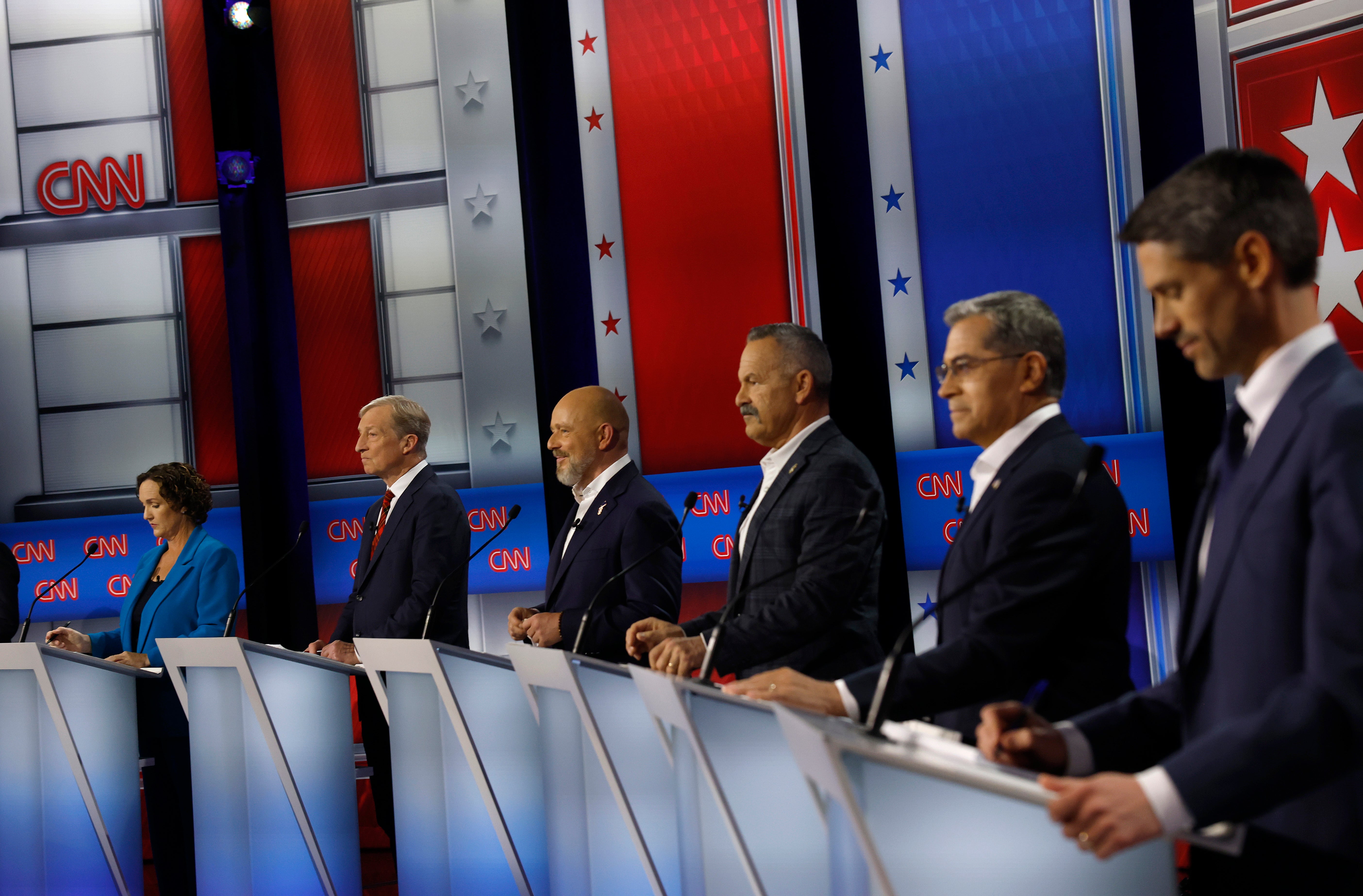 On Wednesday, Hilton joined six other gubernatorial hopefuls on the debate stage in Los Angeles