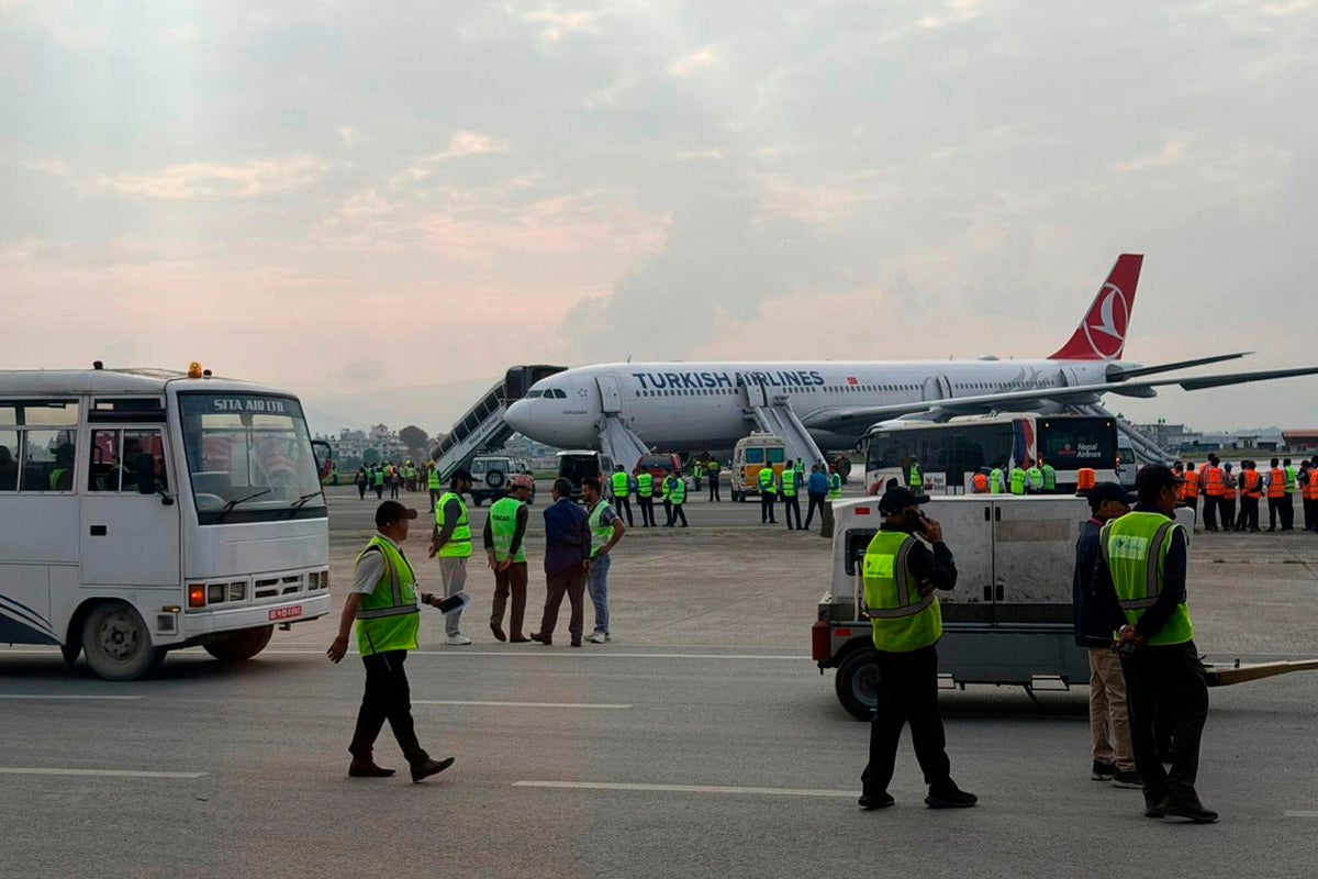 Turkish Airlines jet catches fire while landing at Nepal’s main airport