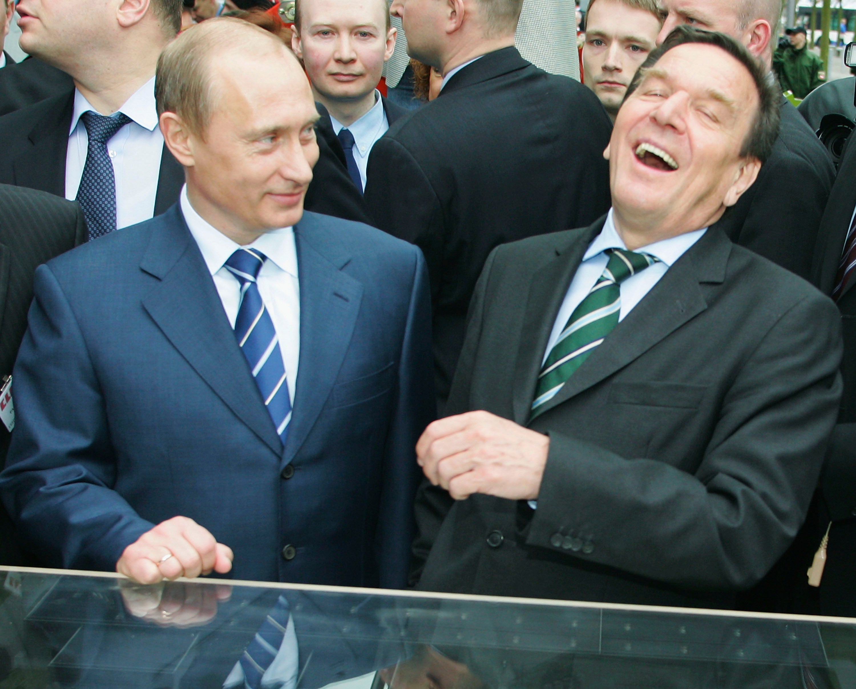 Putin and Schroeder at the opening of the Hanover Fair in 2005