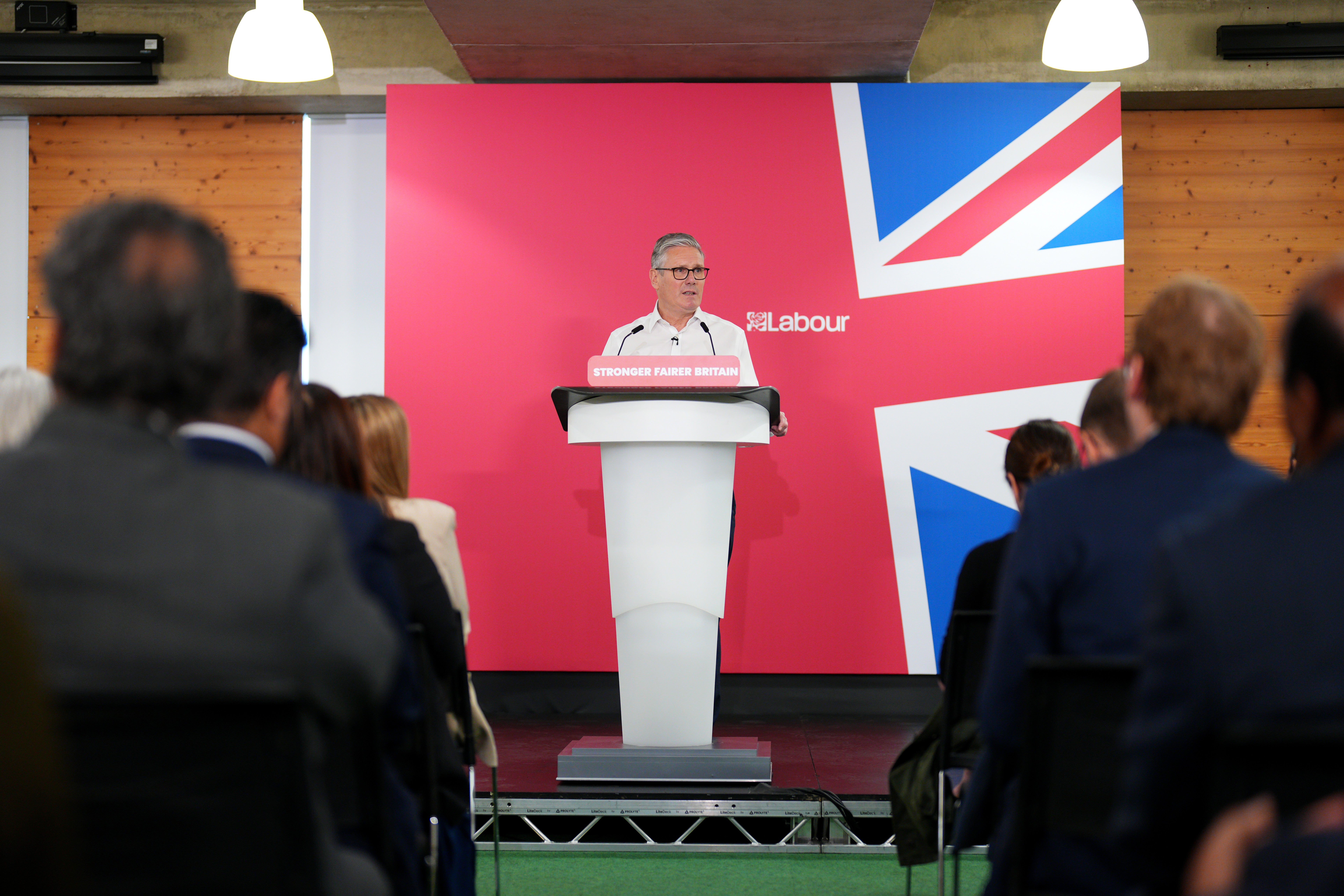 Prime Minister Keir Starmer gives a speech at Coin Street Community Centre on May 11, 2026 in London, England
