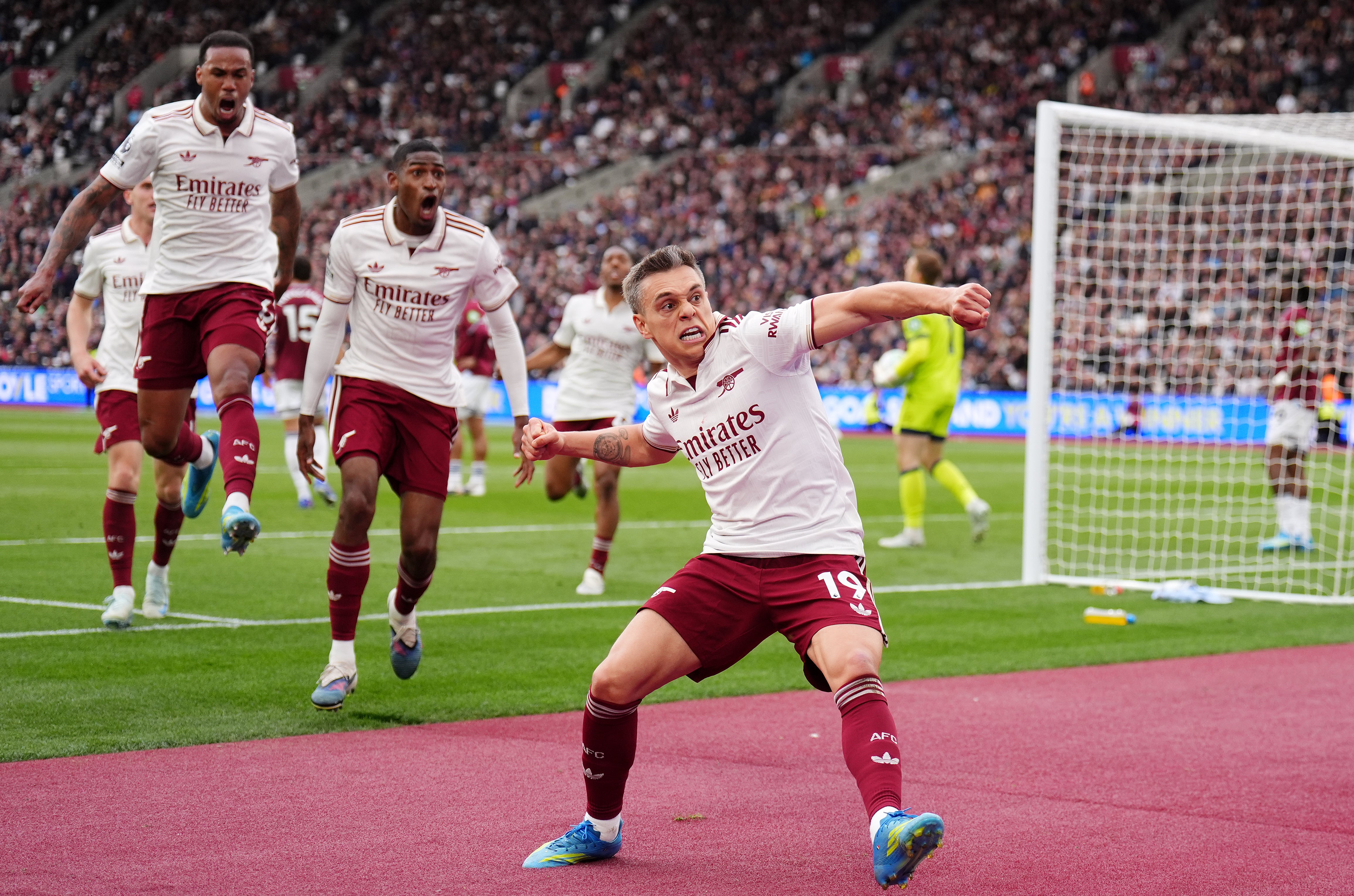 Arsenal moved one step closer to winning the title by beating West Ham on Sunday