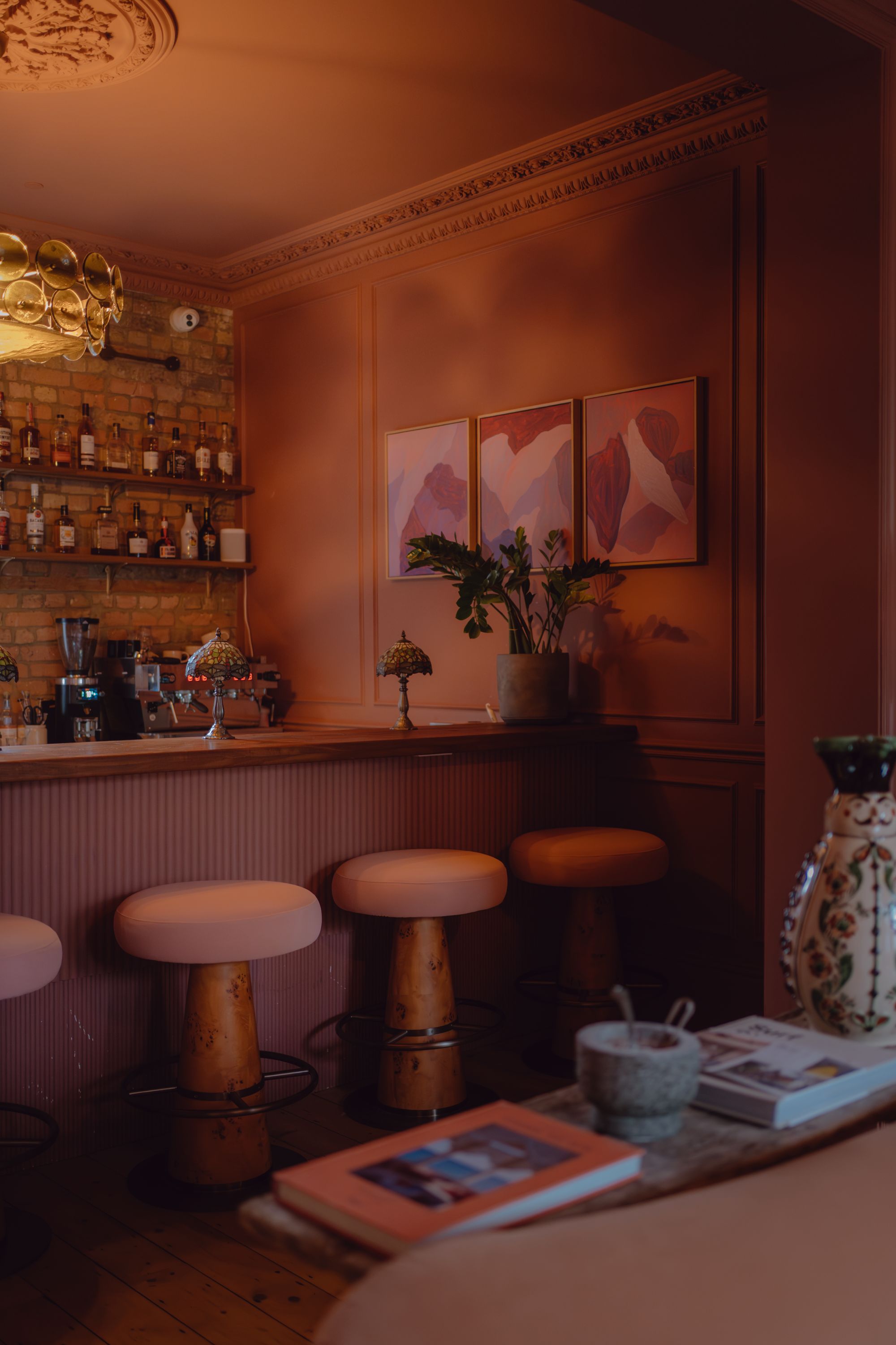 The speakeasy-style bar doubles as a reception