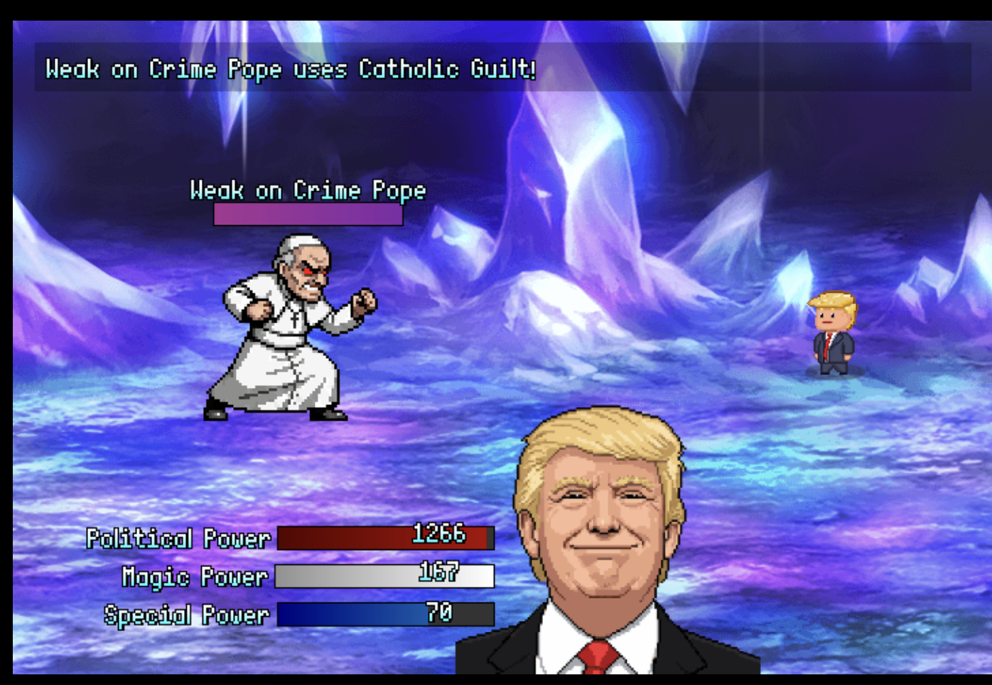 'Operation Epic Furious: Strait to Hell' features a fight between President Donald Trump and a character named 'Weak on Crime Pope'