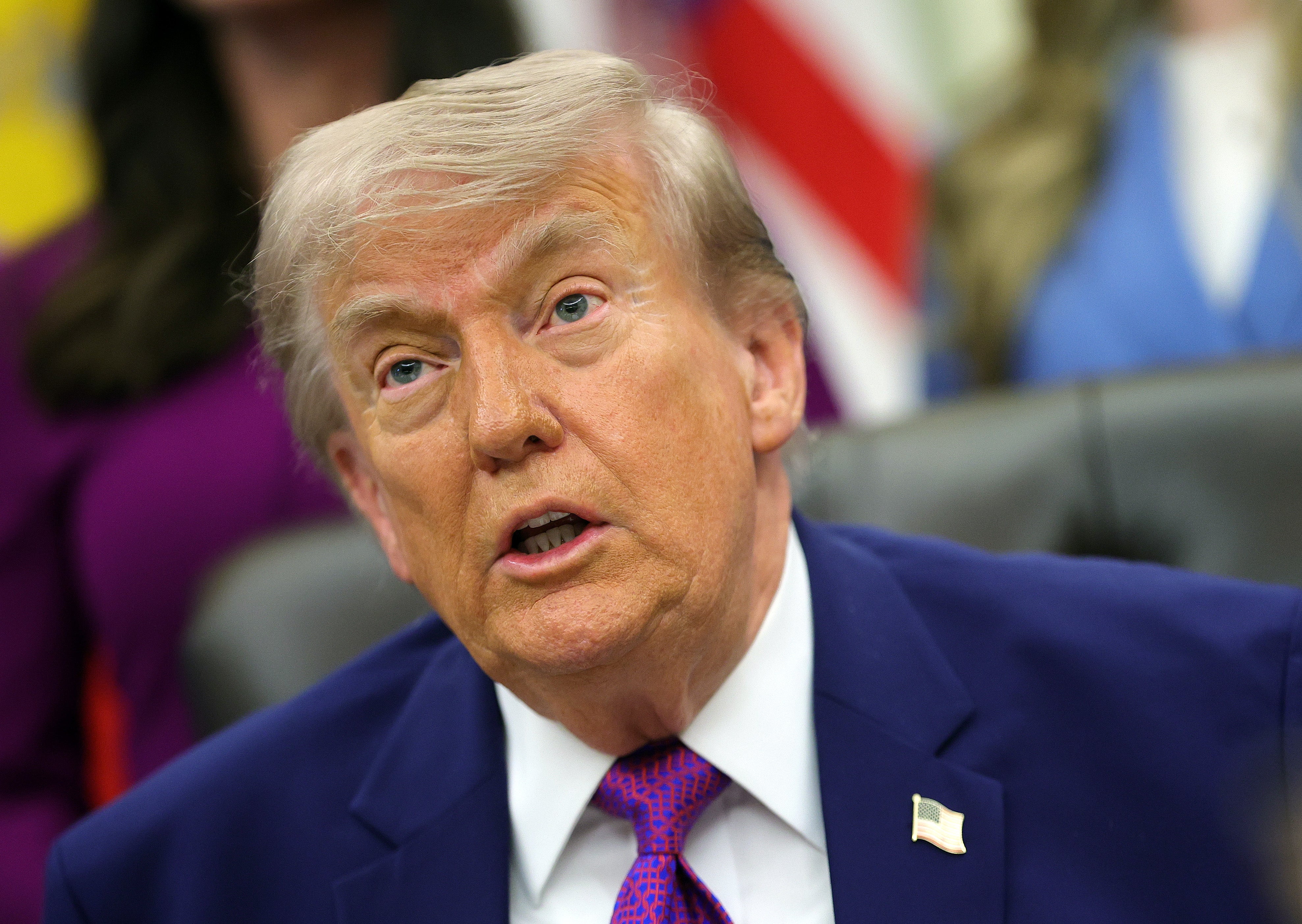 President Donald Trump’s hair was the subject of some jokes online Monday, as X users noted that he appeared disheveled during an Oval Office appearance