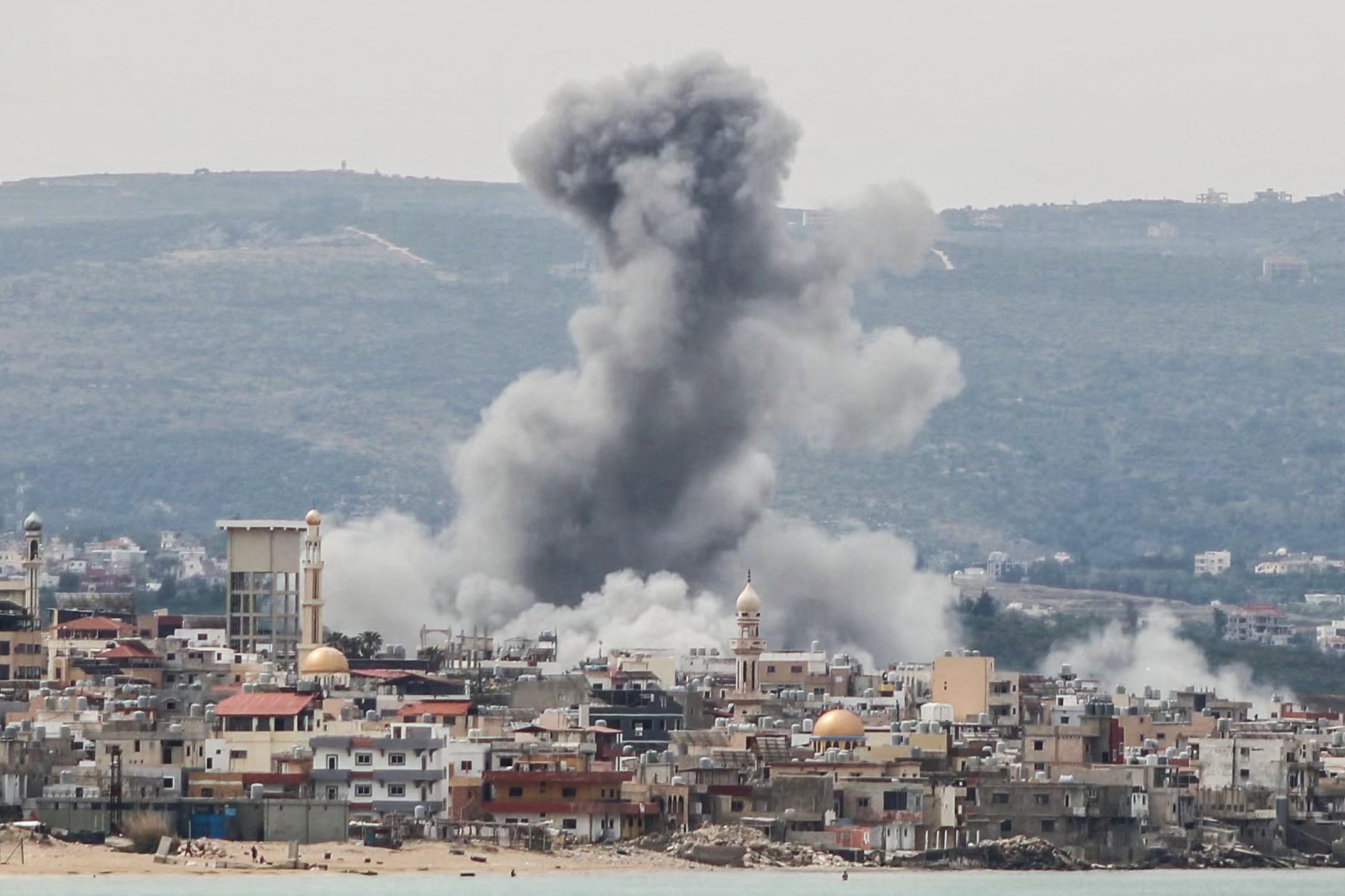 Smoke rising from the site of an Israeli airstrike that targeted the area of Ras Al-Ain in Lebanon on May 12