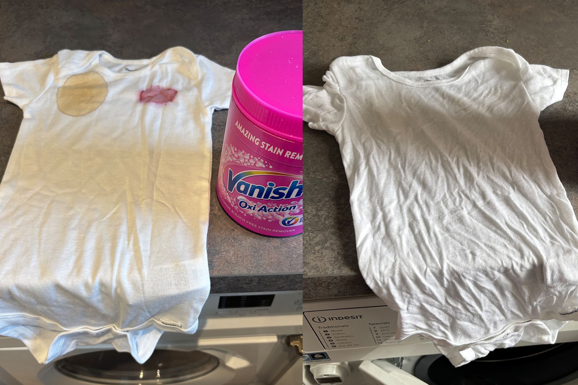 The before and after using Vanish (Zoe Griffin/The Independent)