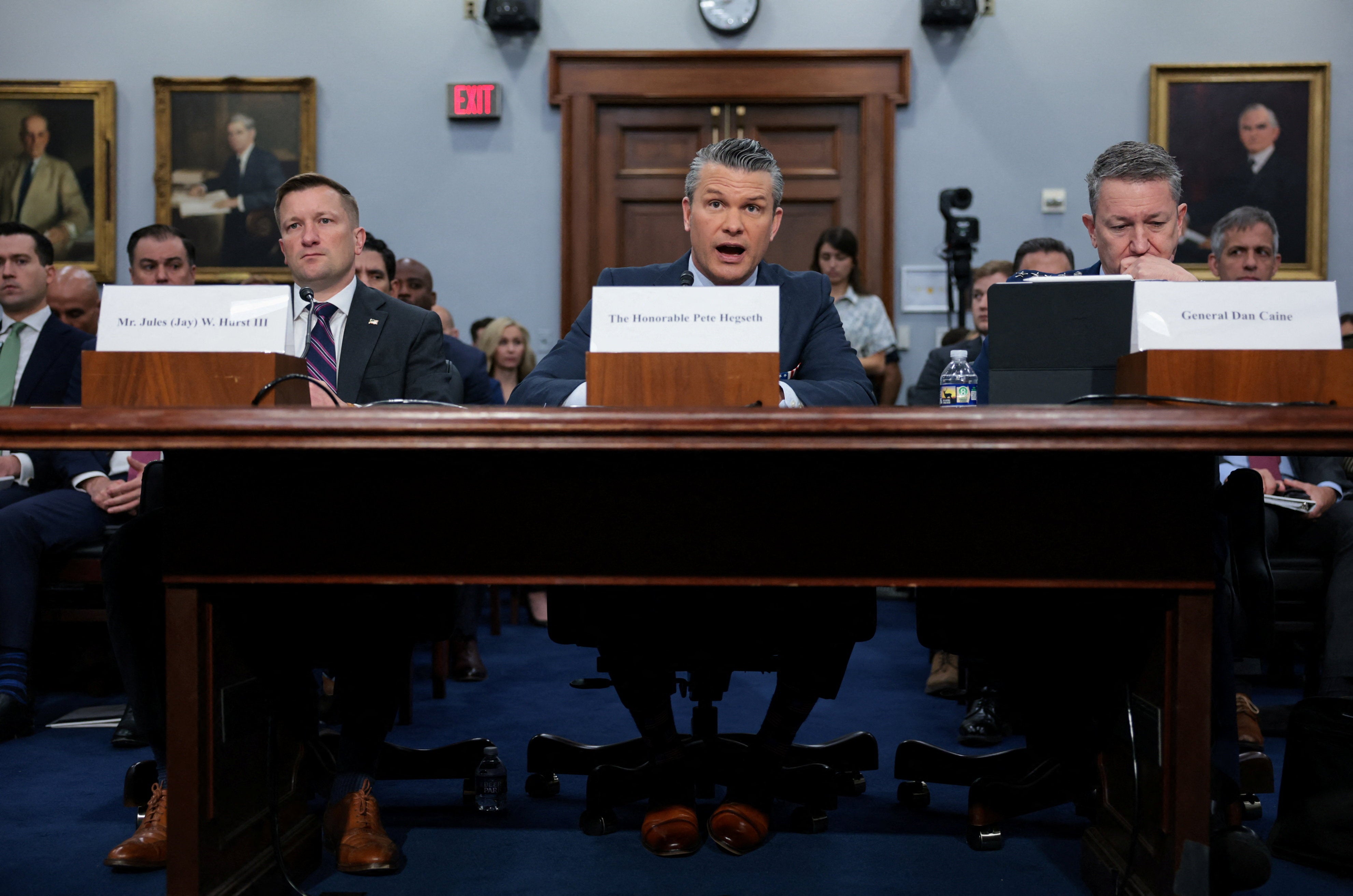 Defense Secretary Pete Hegseth and General Dan Caine, the chairman of the Joint Chiefs of Staff, are testifying before Congress Tuesday morning.
