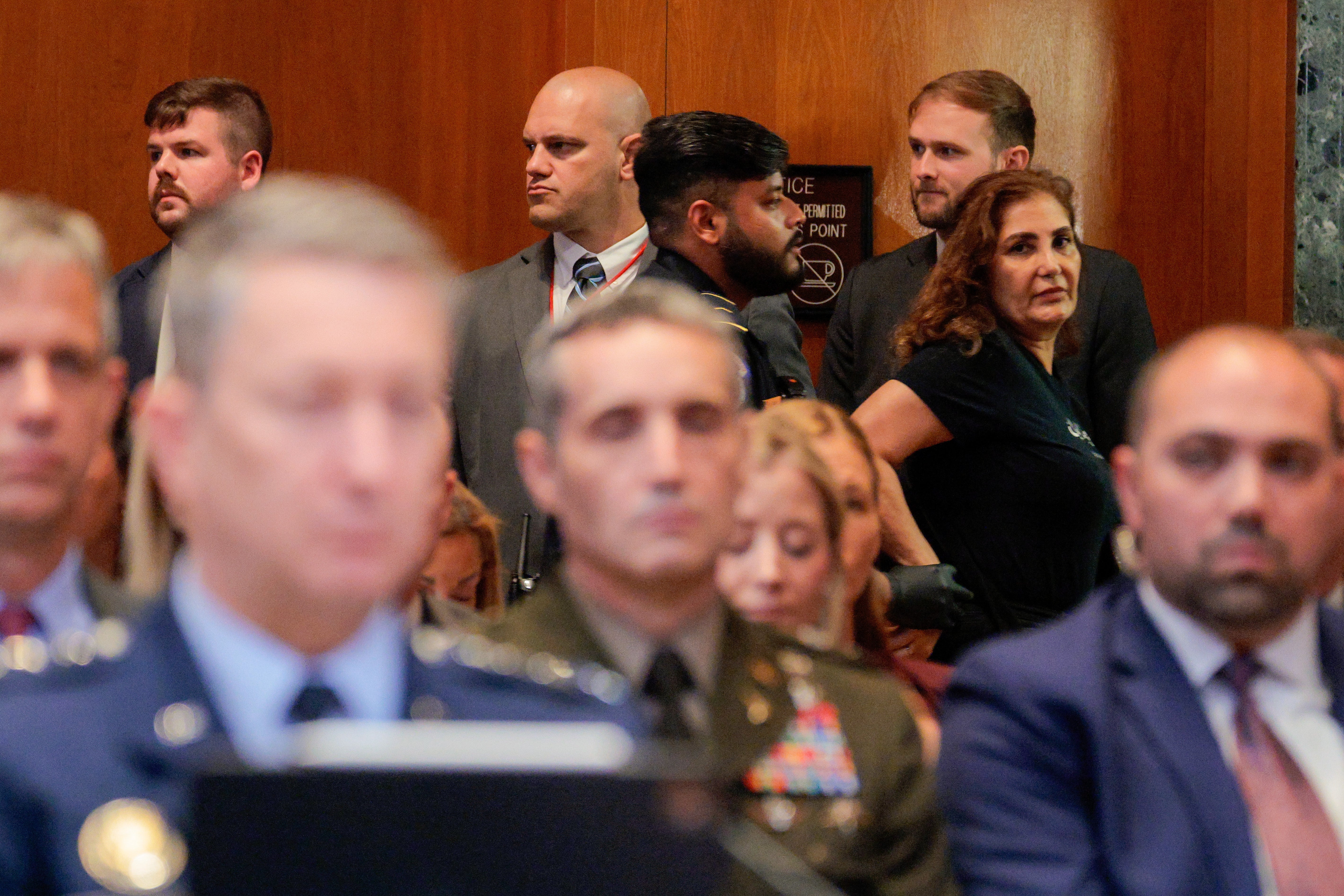 Capitol security removed a protester from the Senate Appropriations Subcommittee on Defense hearing