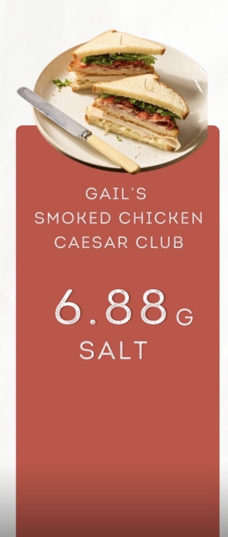 The amount of salt in a Gail's Smoked Chicken Caesar Club