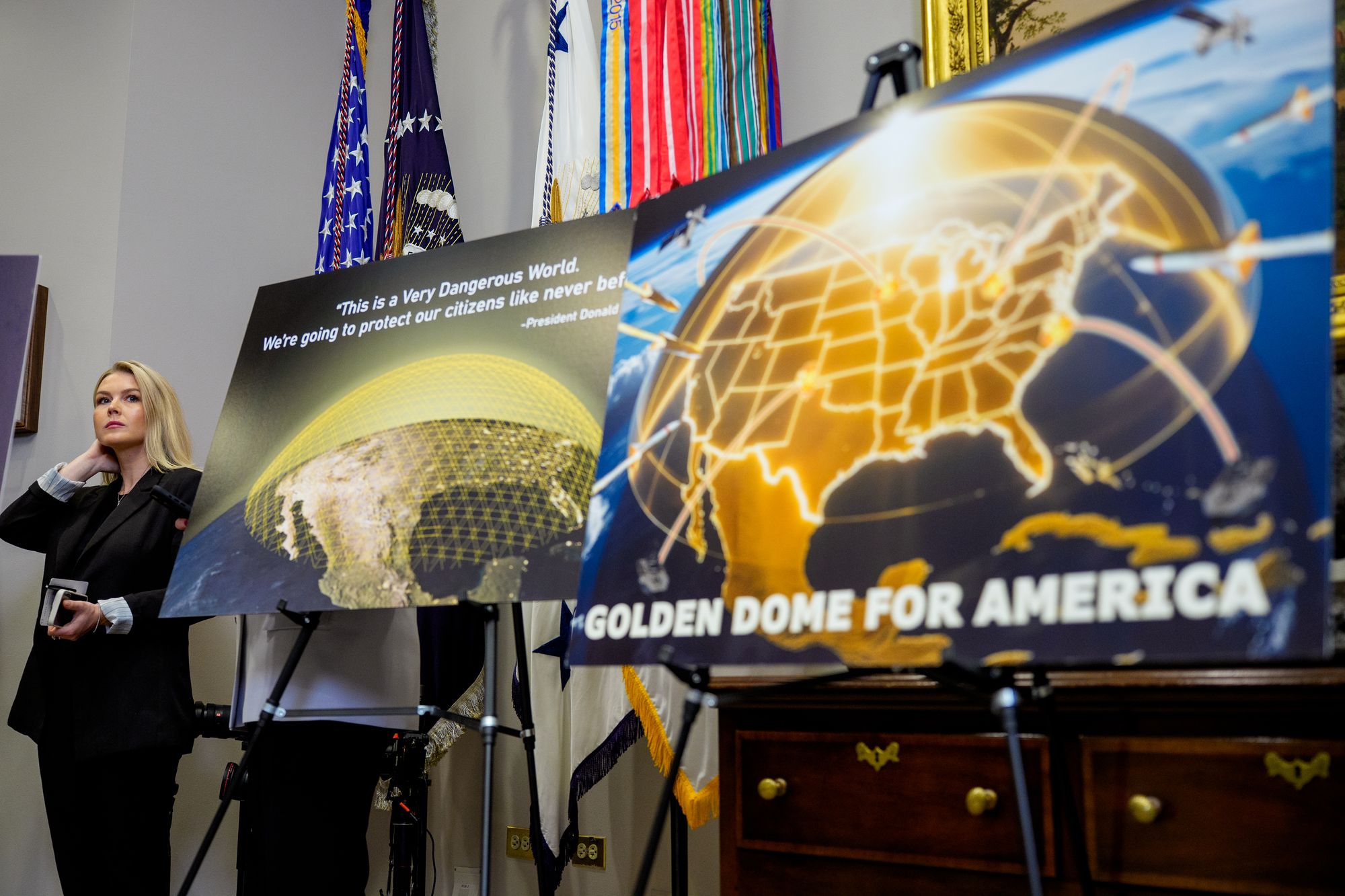 The system, reminiscent of Ronald Reagan's Strategic Defense Initiative, is slated to be completed by 2029, the president has said