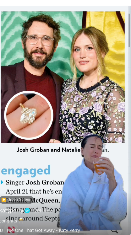 Katy Perry pretended to sob as she drank a bubbly drink in her TikTok about Josh Groban