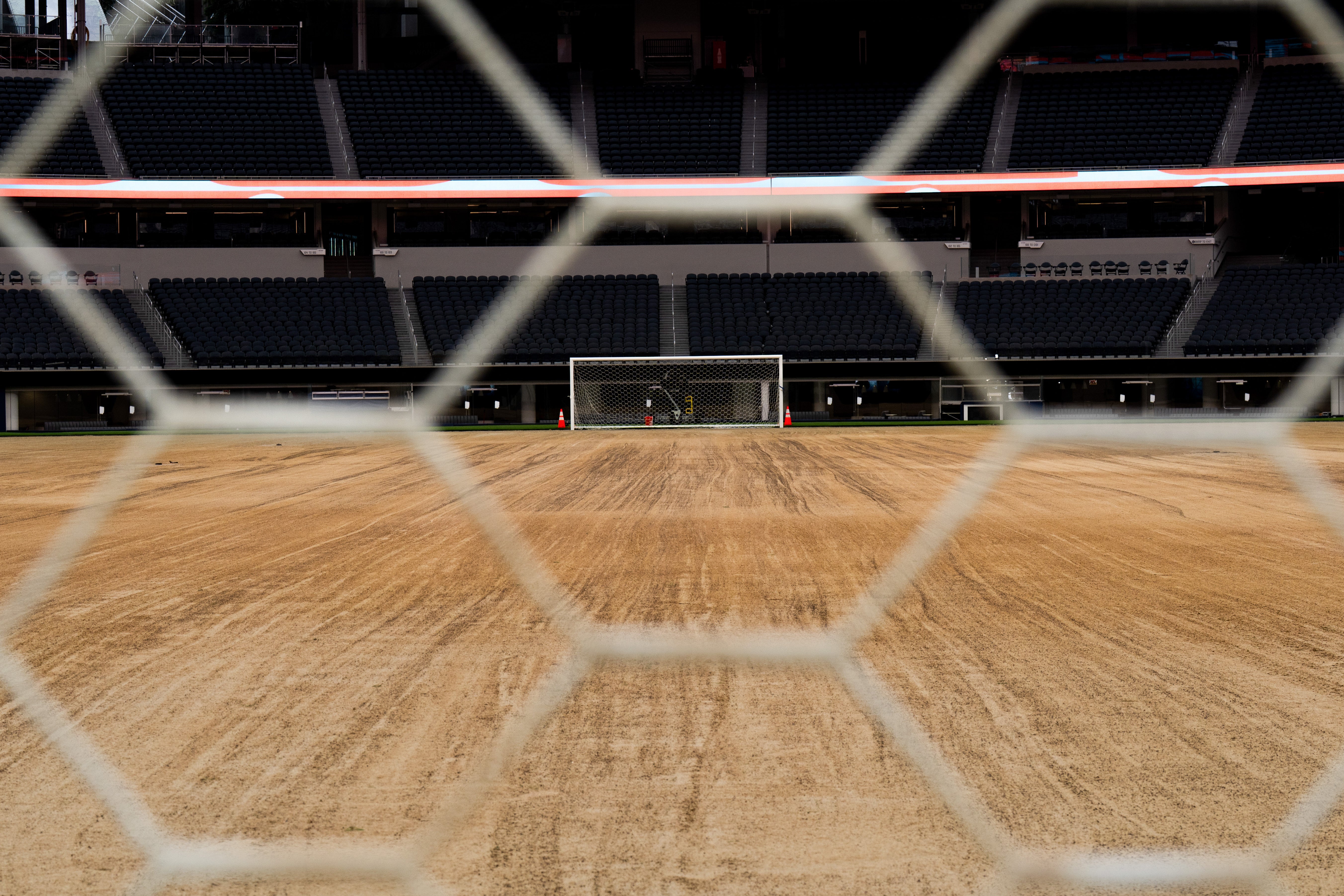 Construction, landscape, grass and engineering crews were applauded by local World Cup organizers and community ambassador Magic Johnson, who pointed out his suite where he will be watching.