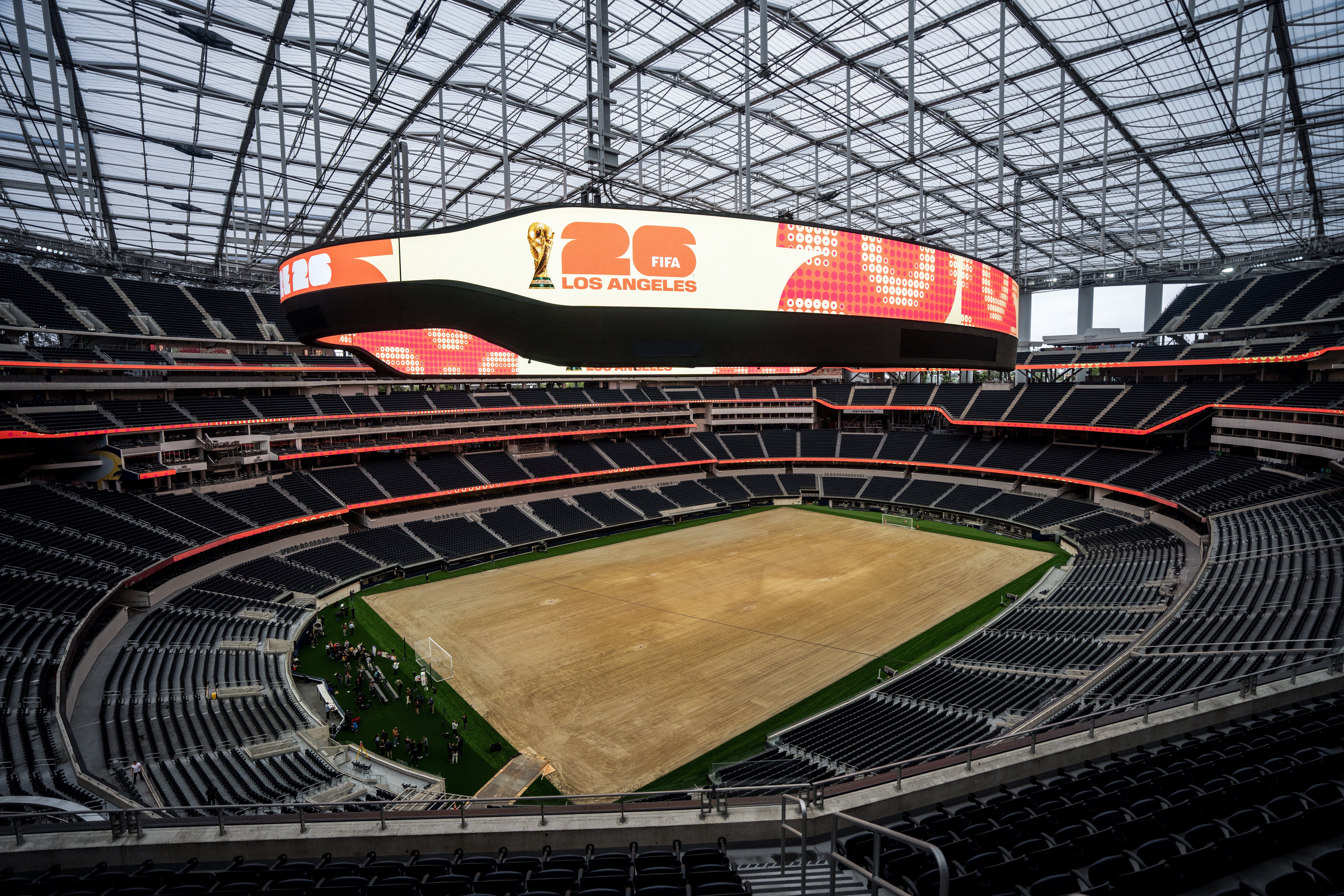 Construction on the field began on 13 April after the stadium hosted a Monster Jam event in which 12,000-pound trucks competed in racing, skills and freestyle competitions