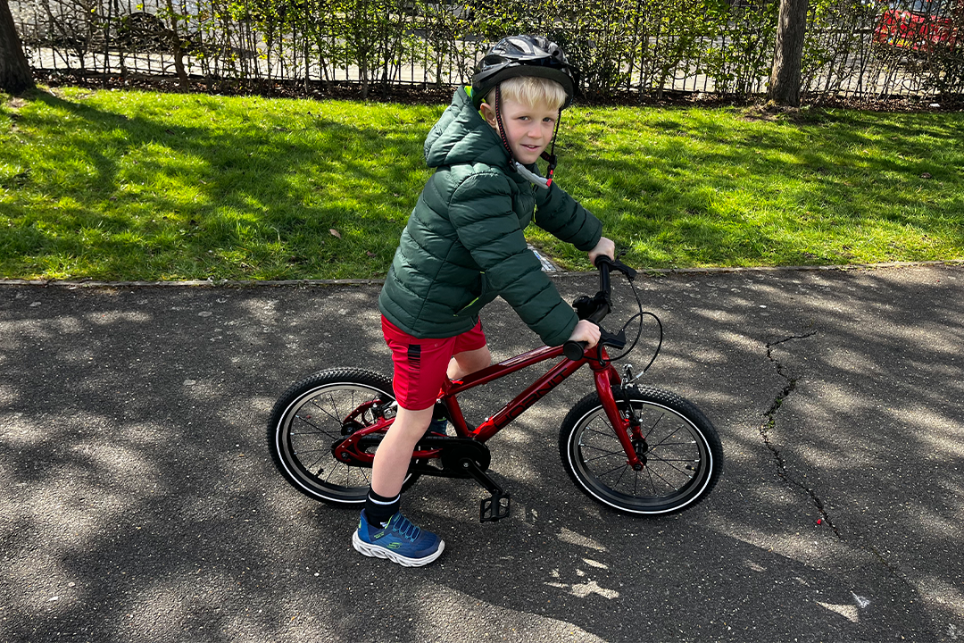 This bike was tested at the park and on the school run (Kat Storr/The Independent)
