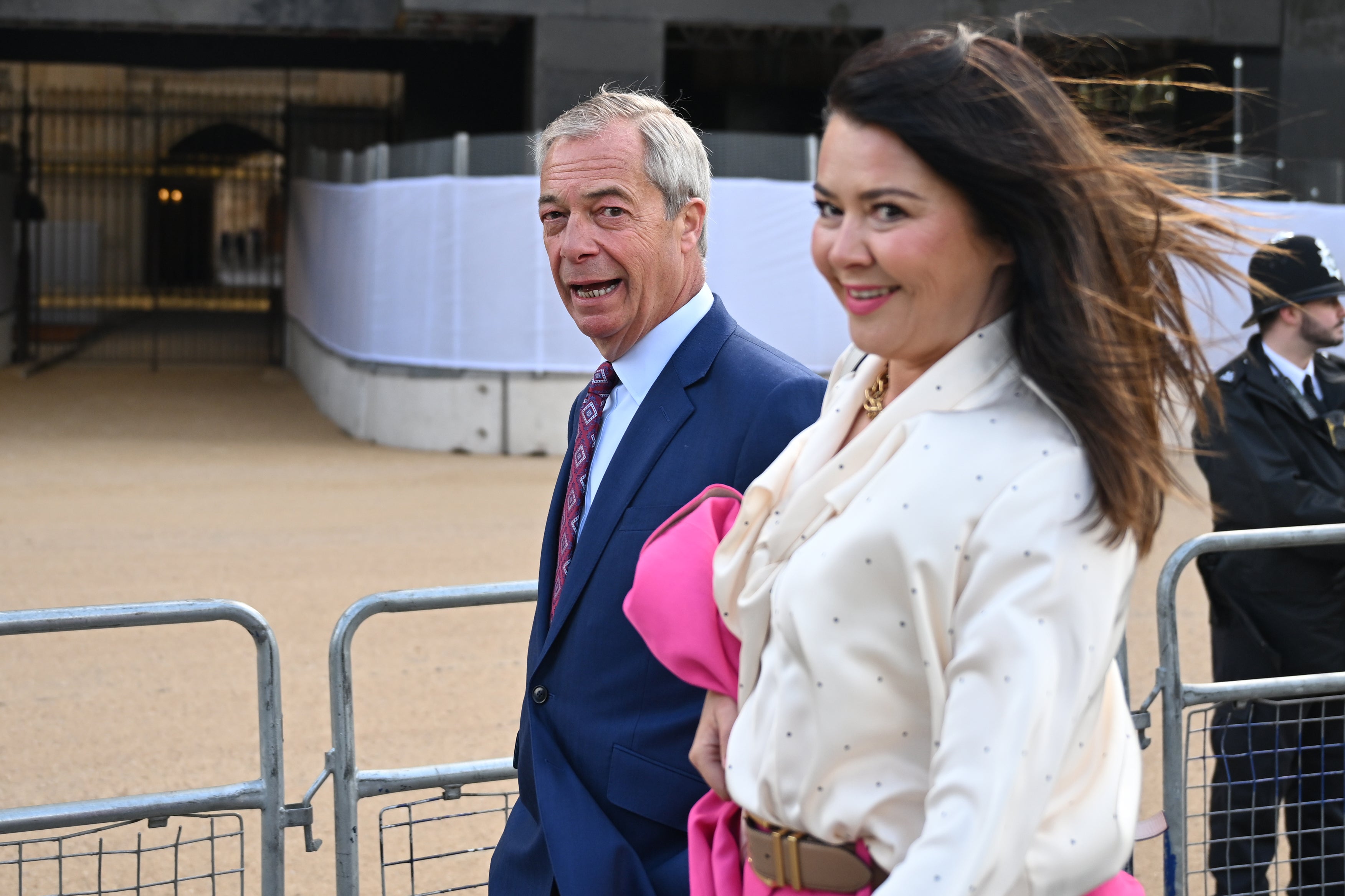 The Reform UK leader’s partner Laure Ferrari discovered the damage to the door upon returning to their Greater London home (PA)