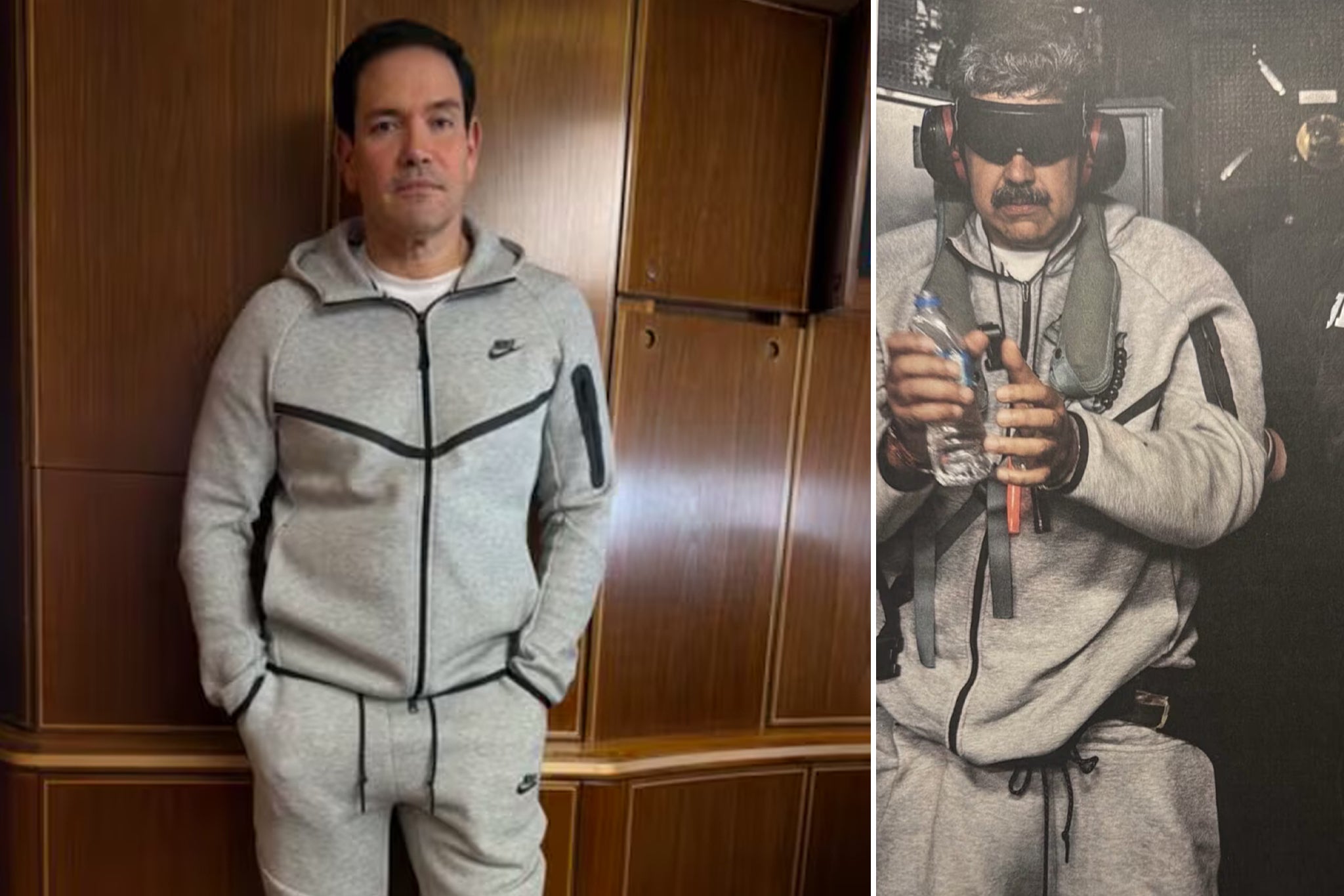 Secretary of State Marco Rubio sports a tracksuit on Air Force One likened to the one worn by Nicolas Maduro when he was extradited to the U.S. in January