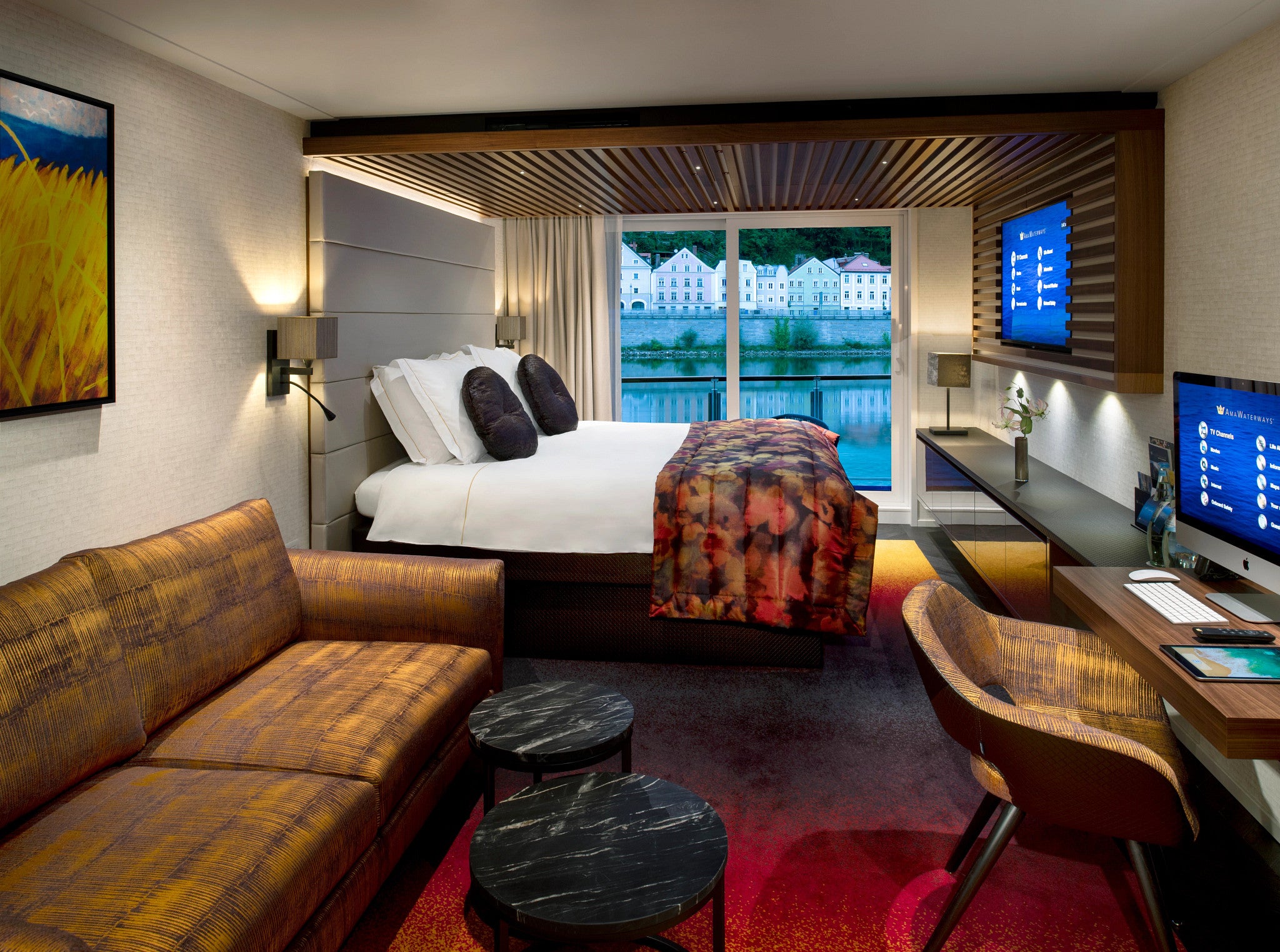 The AmaMagna’s suites are chic and contemporary, decorated in soft, neutral tones