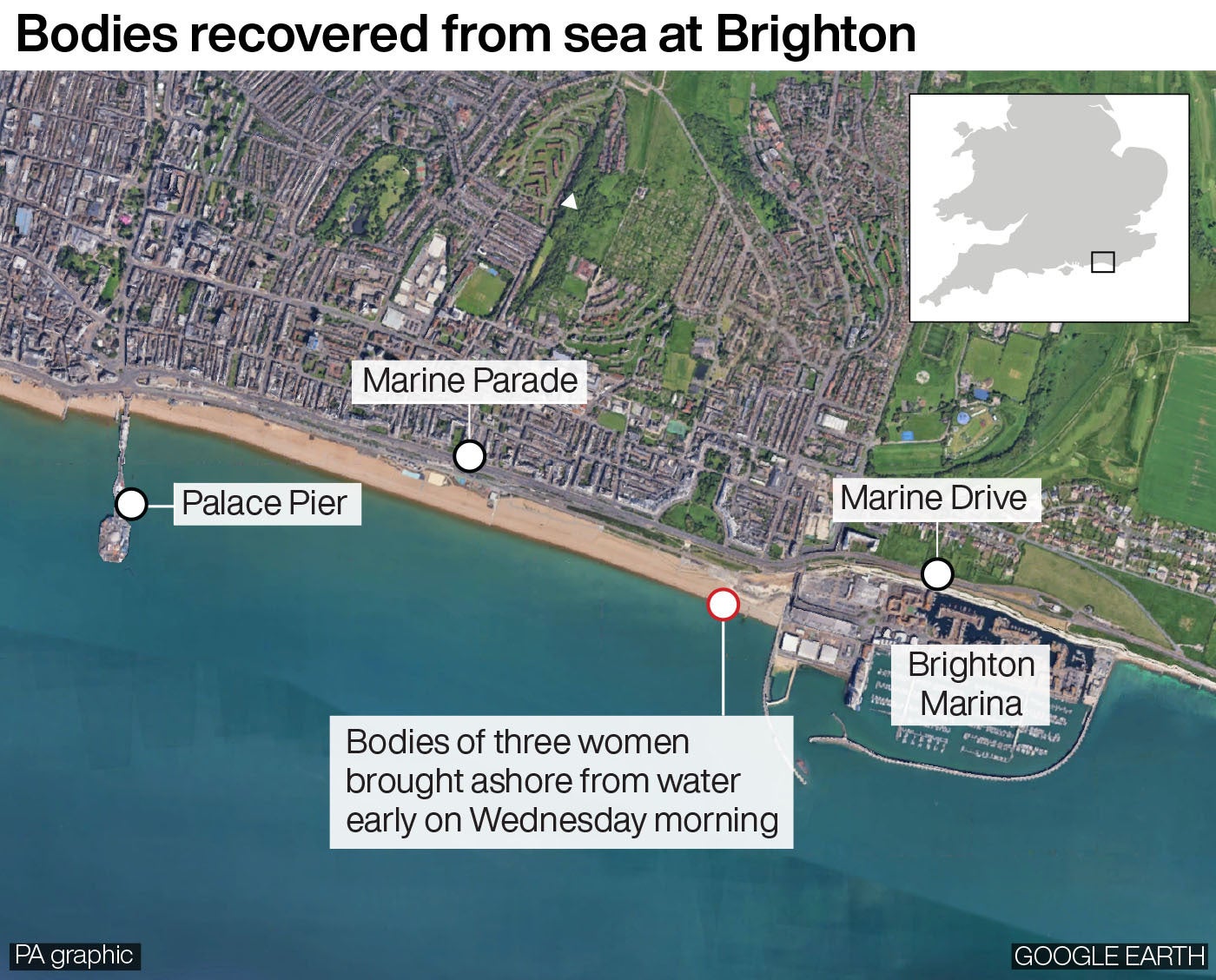 The bodies were brought ashore from the water on Wednesday morning