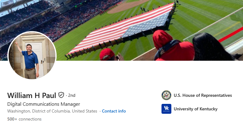 A screenshot of William Paul's LinkedIn profile
