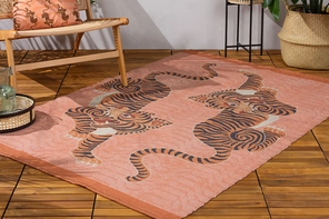 Furn Tibetan tiger coral washable indoor outdoor rug
