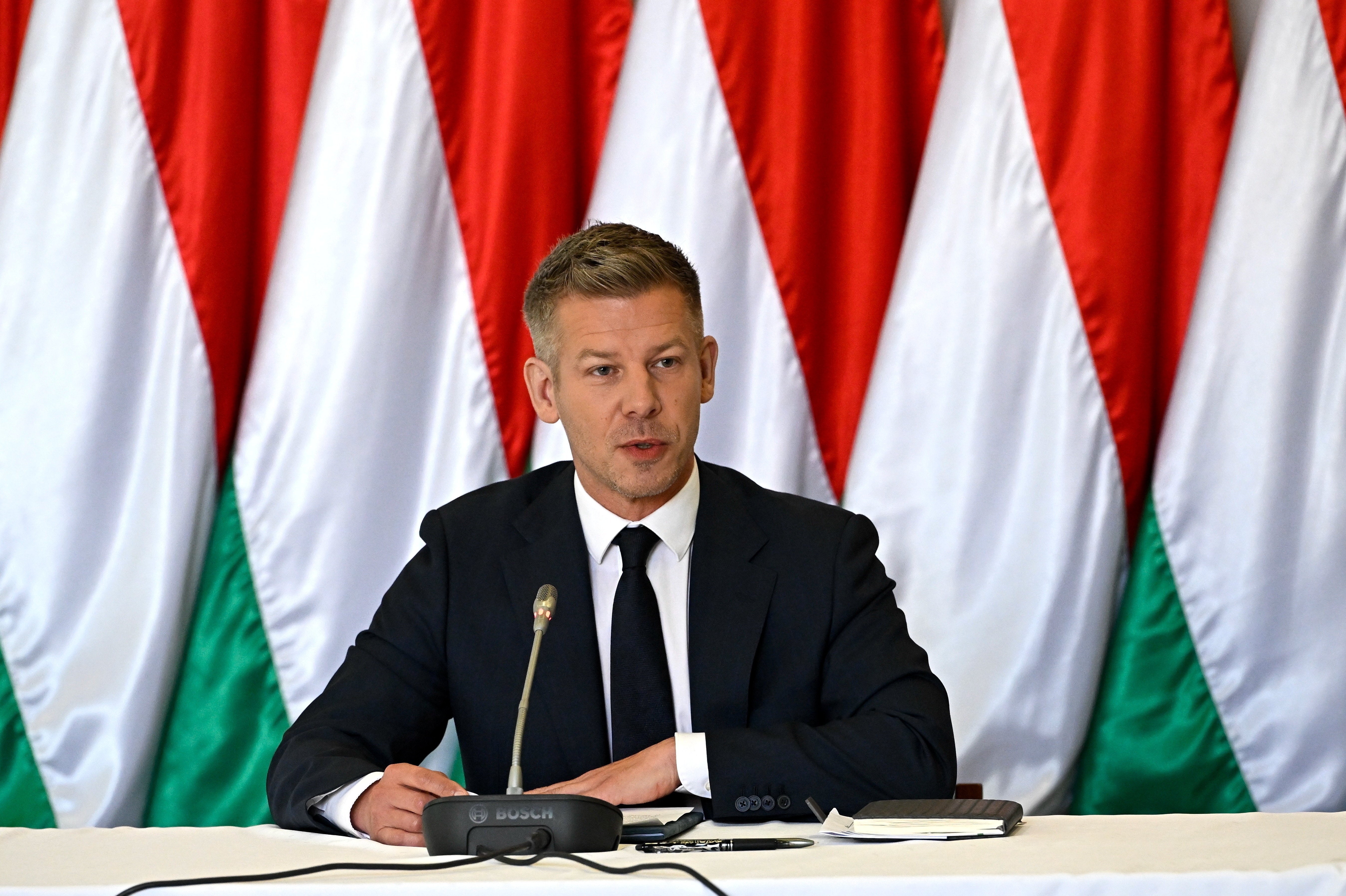 Hungarian prime minister Peter Magyar attends the first, out-of-town cabinet meeting of the new Tisza government in Opusztaszer, Hungary