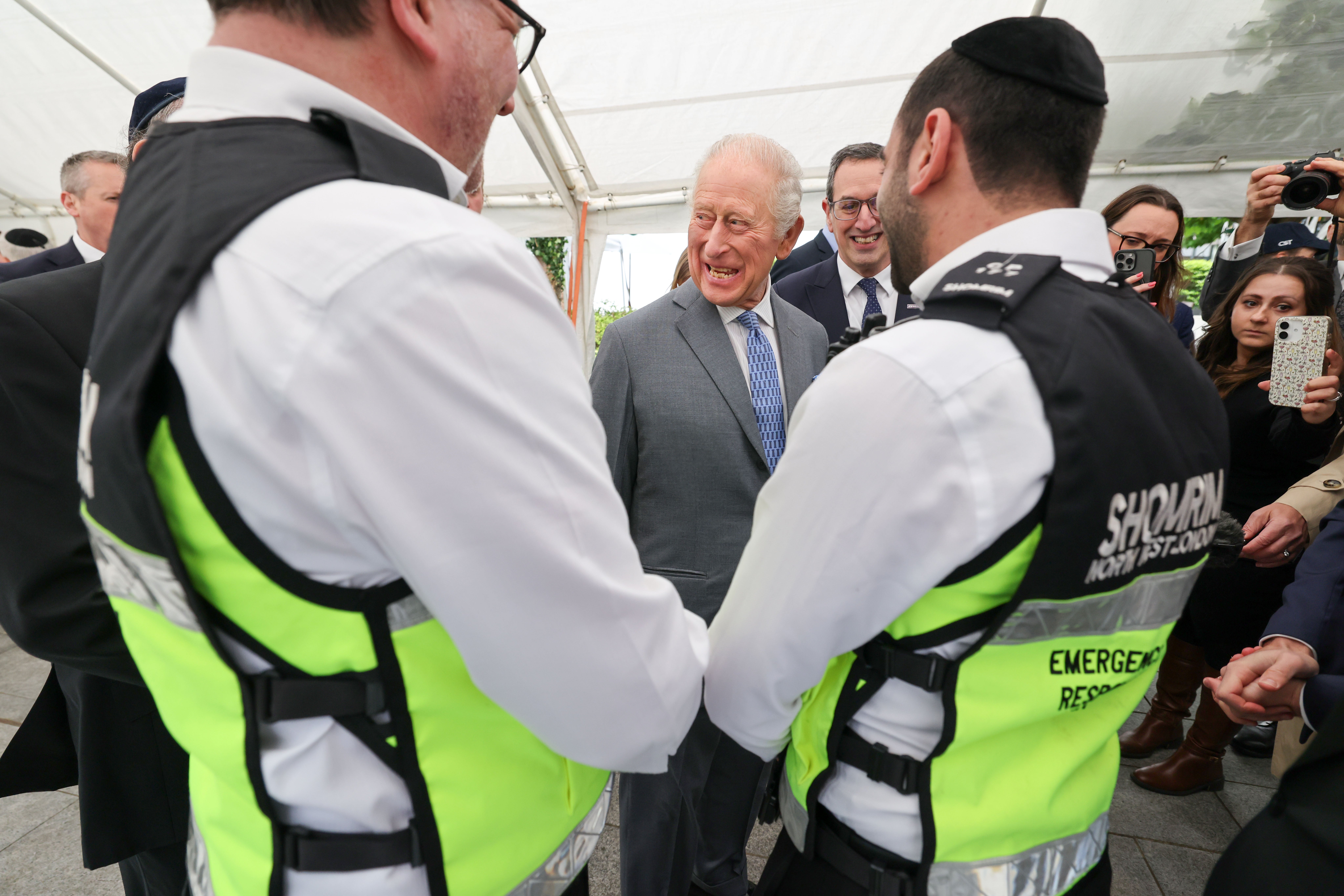 Charles met members of the Shomrin Jewish security group