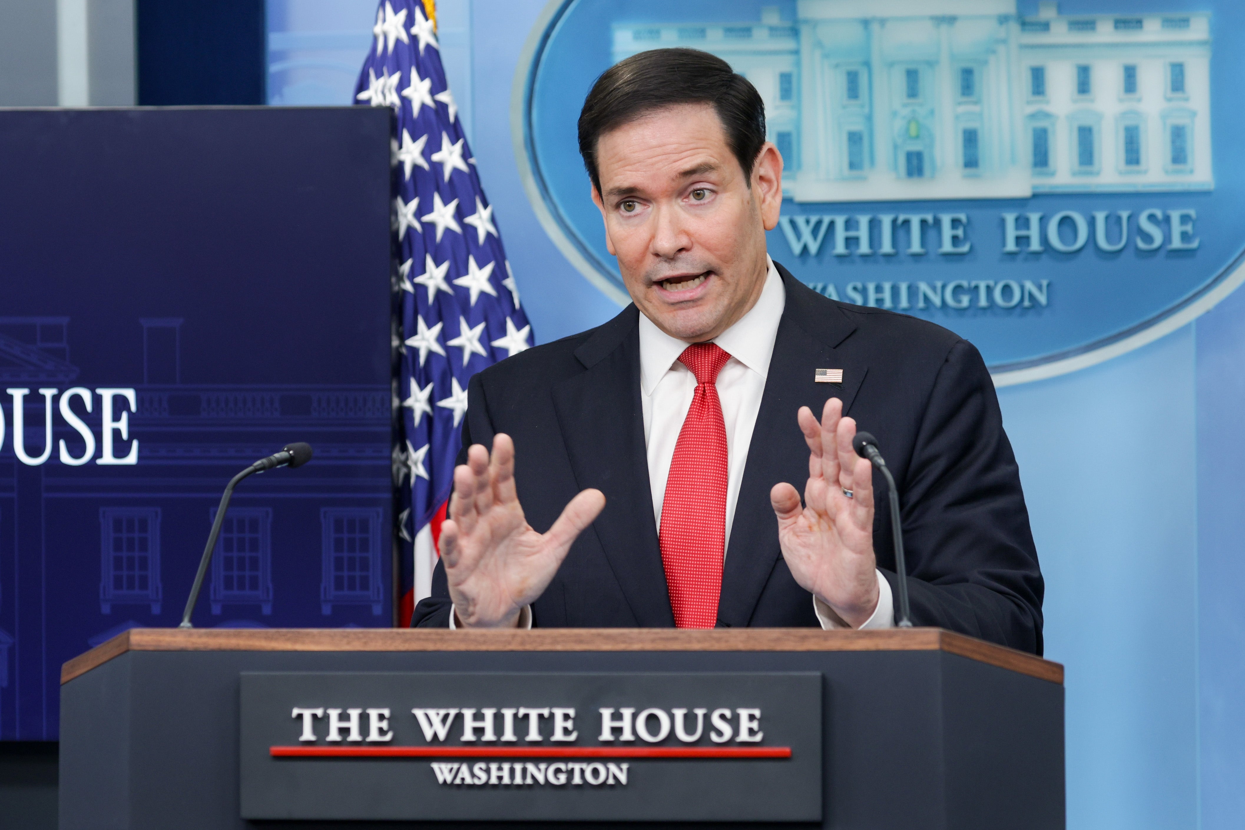 Rubio subbed in for Leavitt at a White House press briefing on May 5