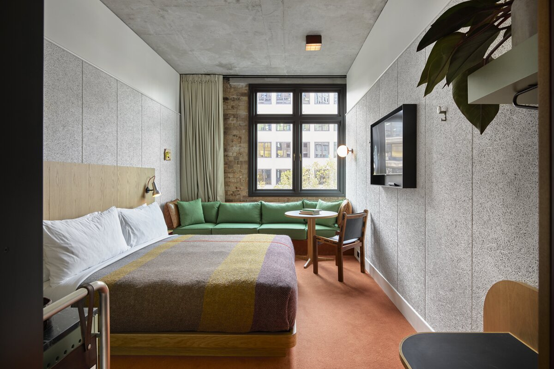 The rooms feature vinyl players and curated records