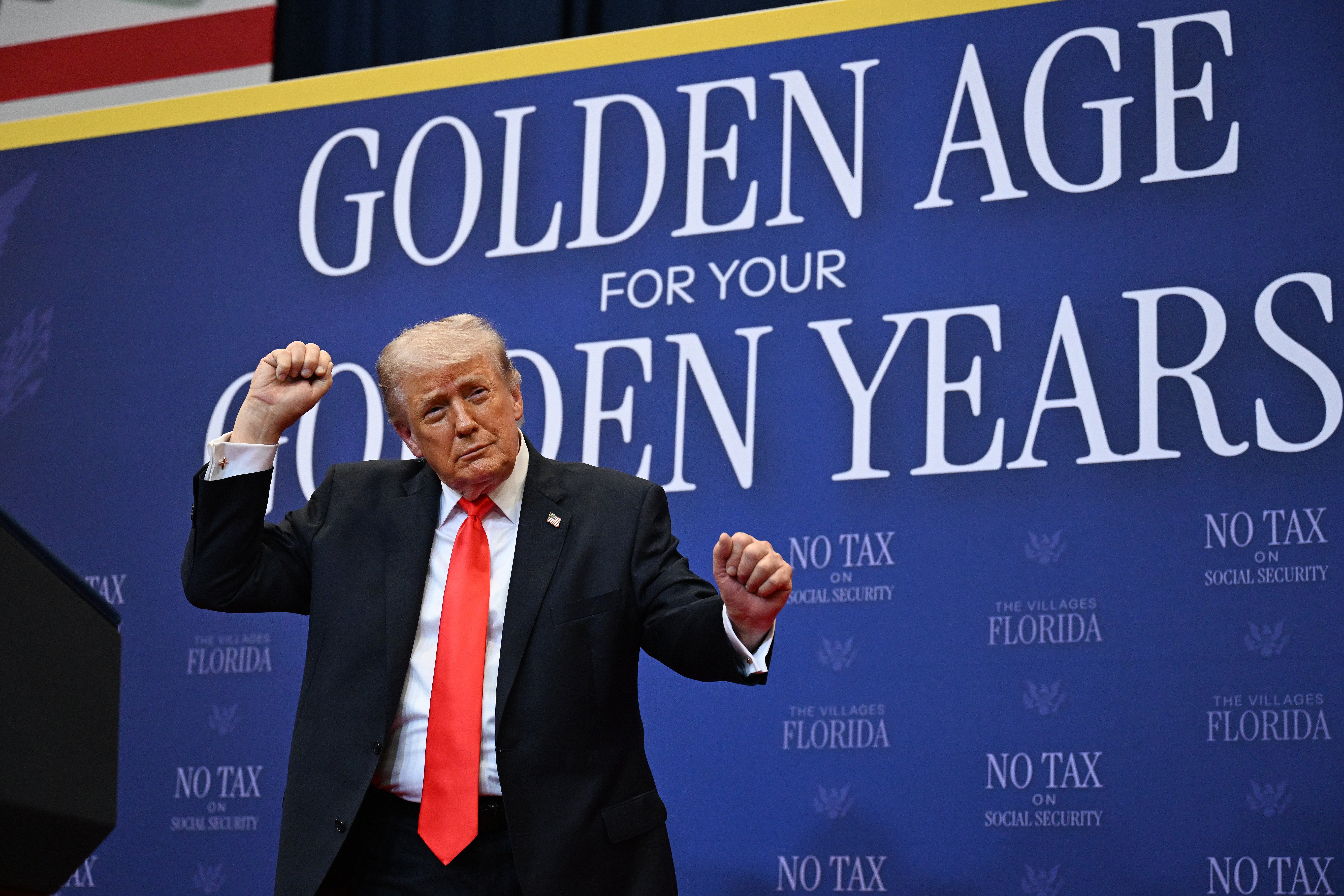 Trump performs his signature dance to the ‘YMCA’ at the end of his rallies and speeches
