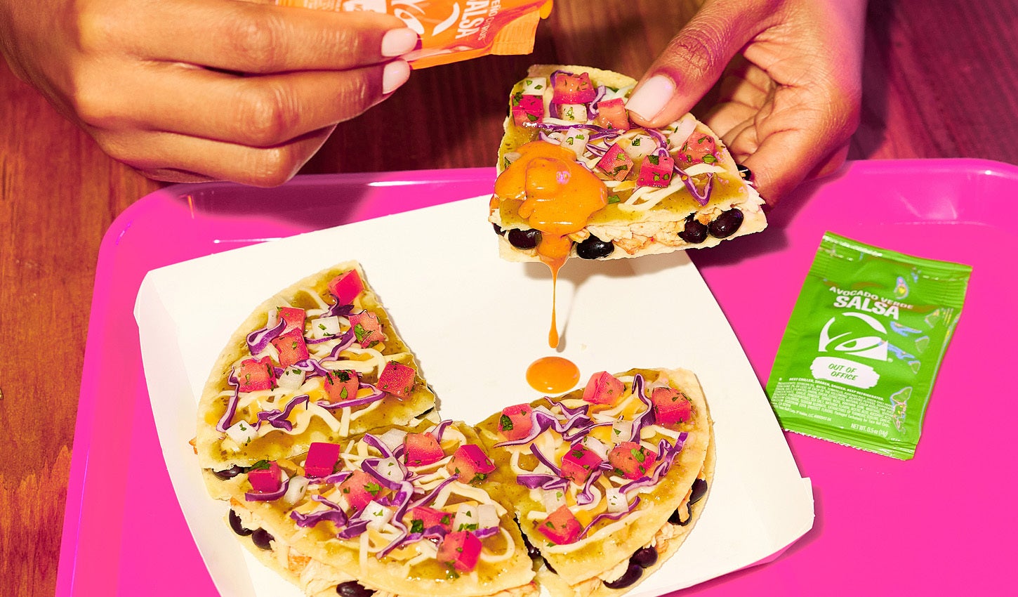 The pizzas come with Taco Bell’s new Jalapeño Citrus Salsa Sauce
