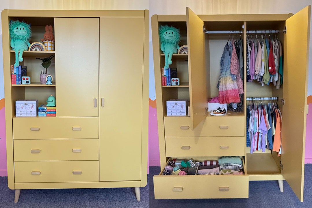 It has plenty of storage space, including hanging rails, drawers and shelving (Sarah Jones/The Independent)