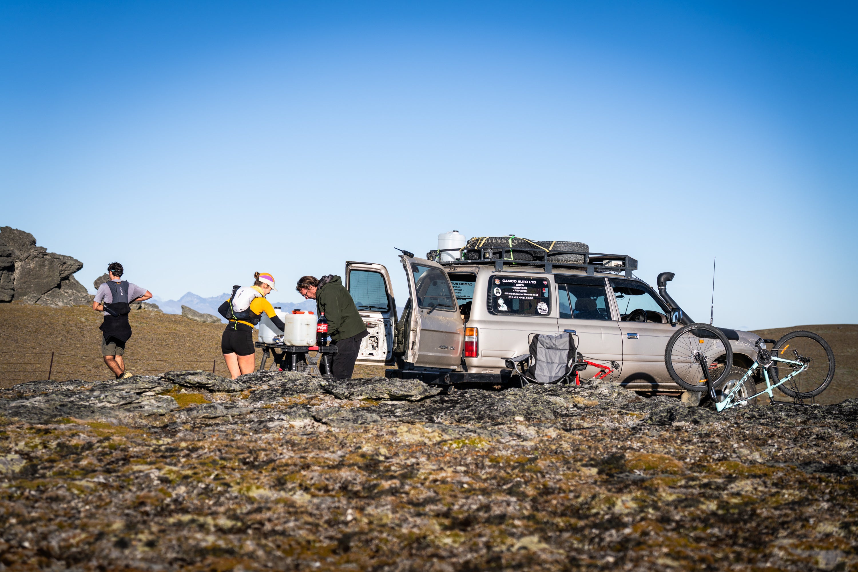 The aid and water refill station at the highest point of the race – a welcome sight