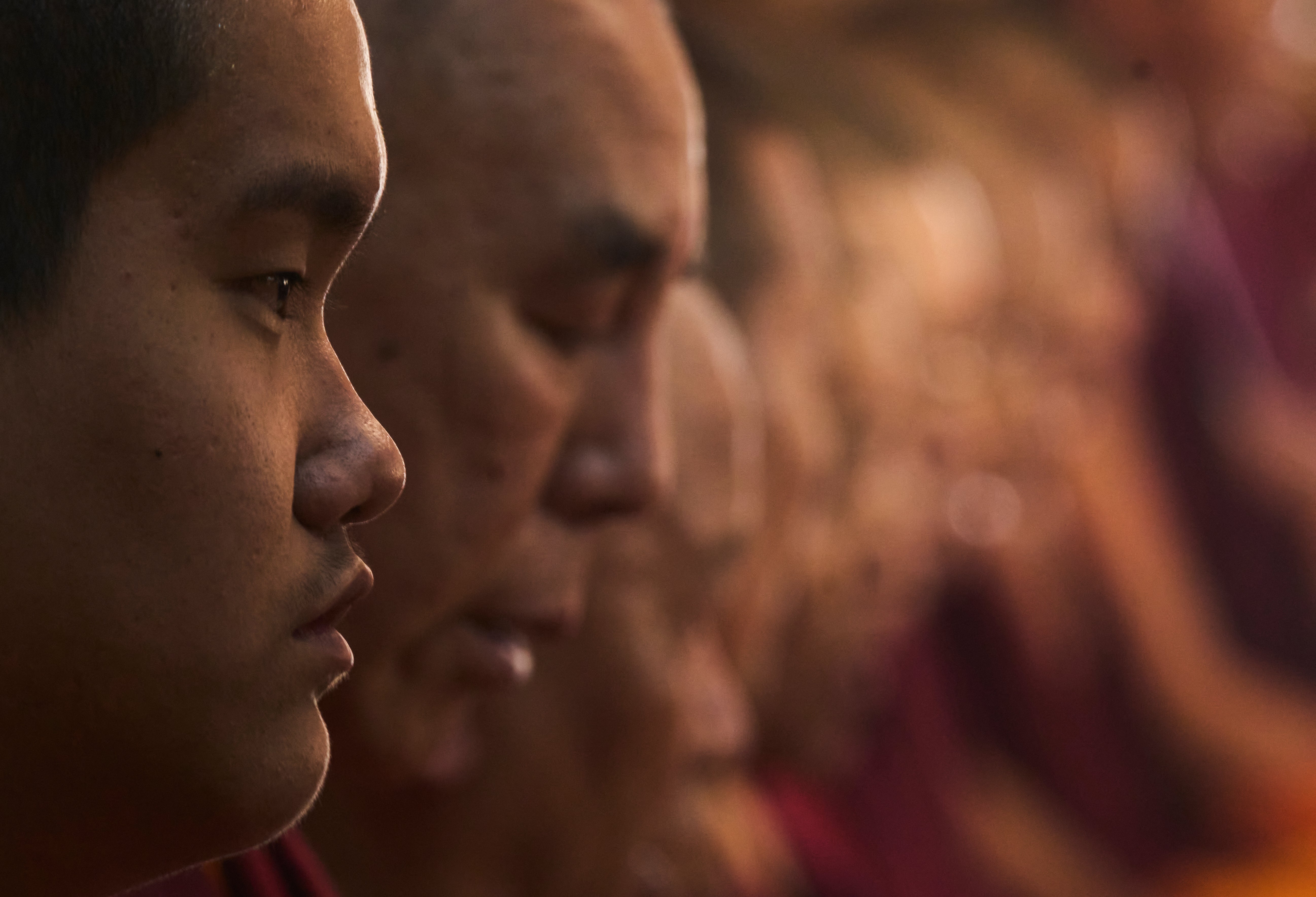 Jalue Dorje attends rituals with other monks at Dzarong Thubten Mindrol Dongä Chöling Monastery in Kathmandu