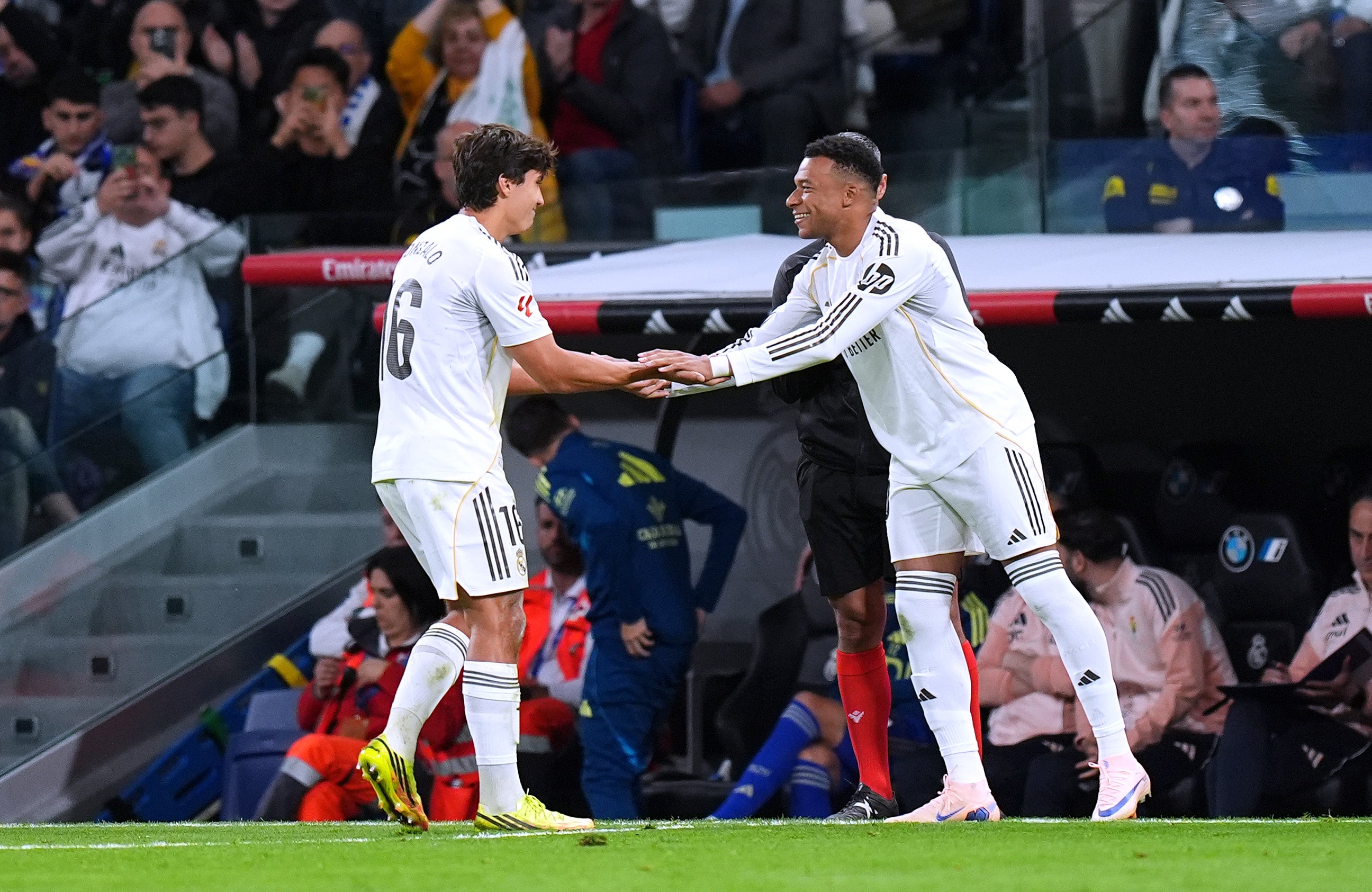 Kylian Mbappe (right) replaced goalscorer Gonzalo Garcia
