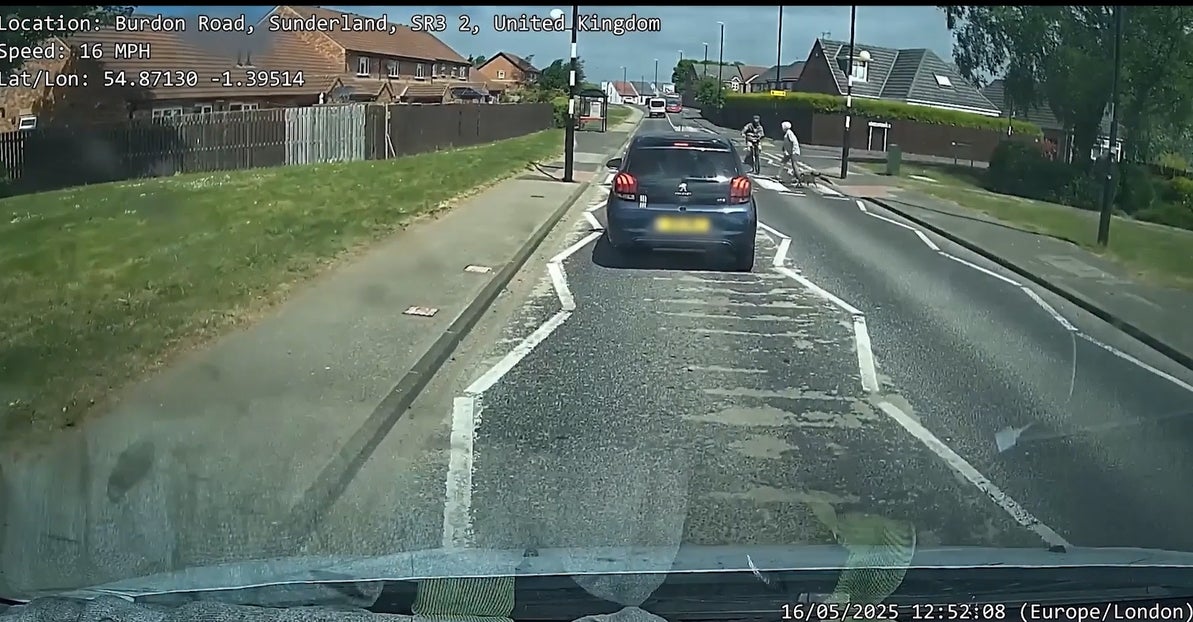 Dashcam footage taken just seconds before e-bike rider Billy Stokoe hit Gloria Stephenson as she crossed a zebra crossing