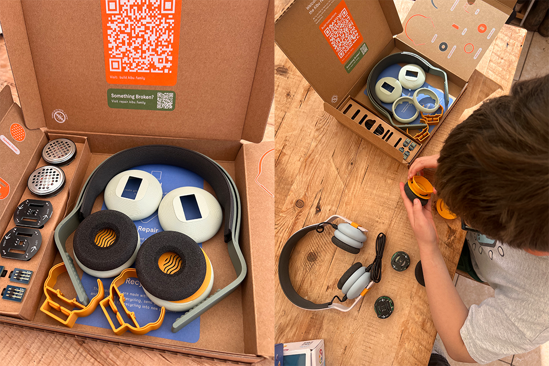 Volume is set at a kid-safe 85dB, and you can connect multiple devices together in a ‘daisy-chain’ to share audio (Sarah Dawson/The Independent)