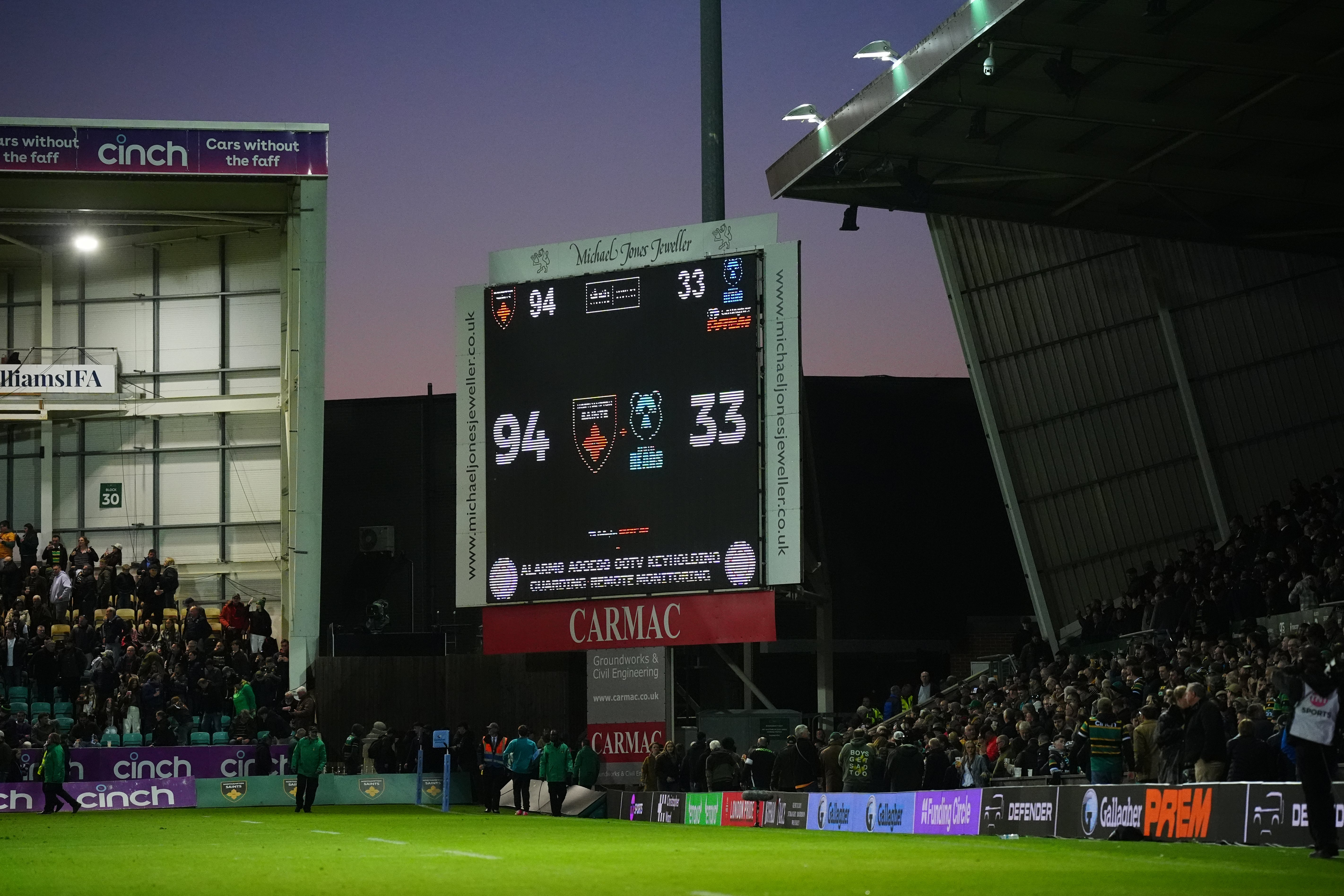 A staggering scoreline was produced at Franklin's Gardens