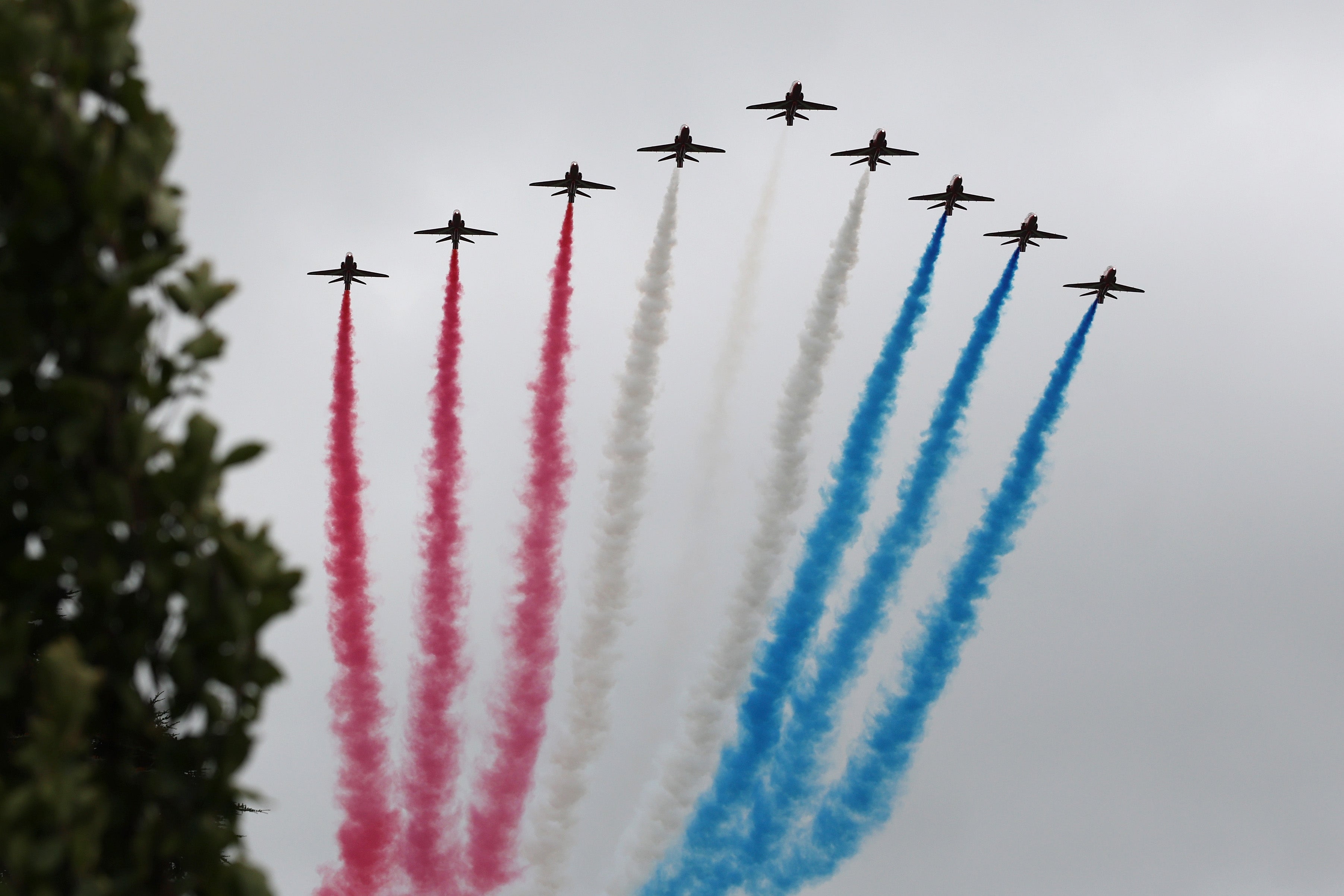 The Red Arrows on a fly past during Donald Trump’s state visit