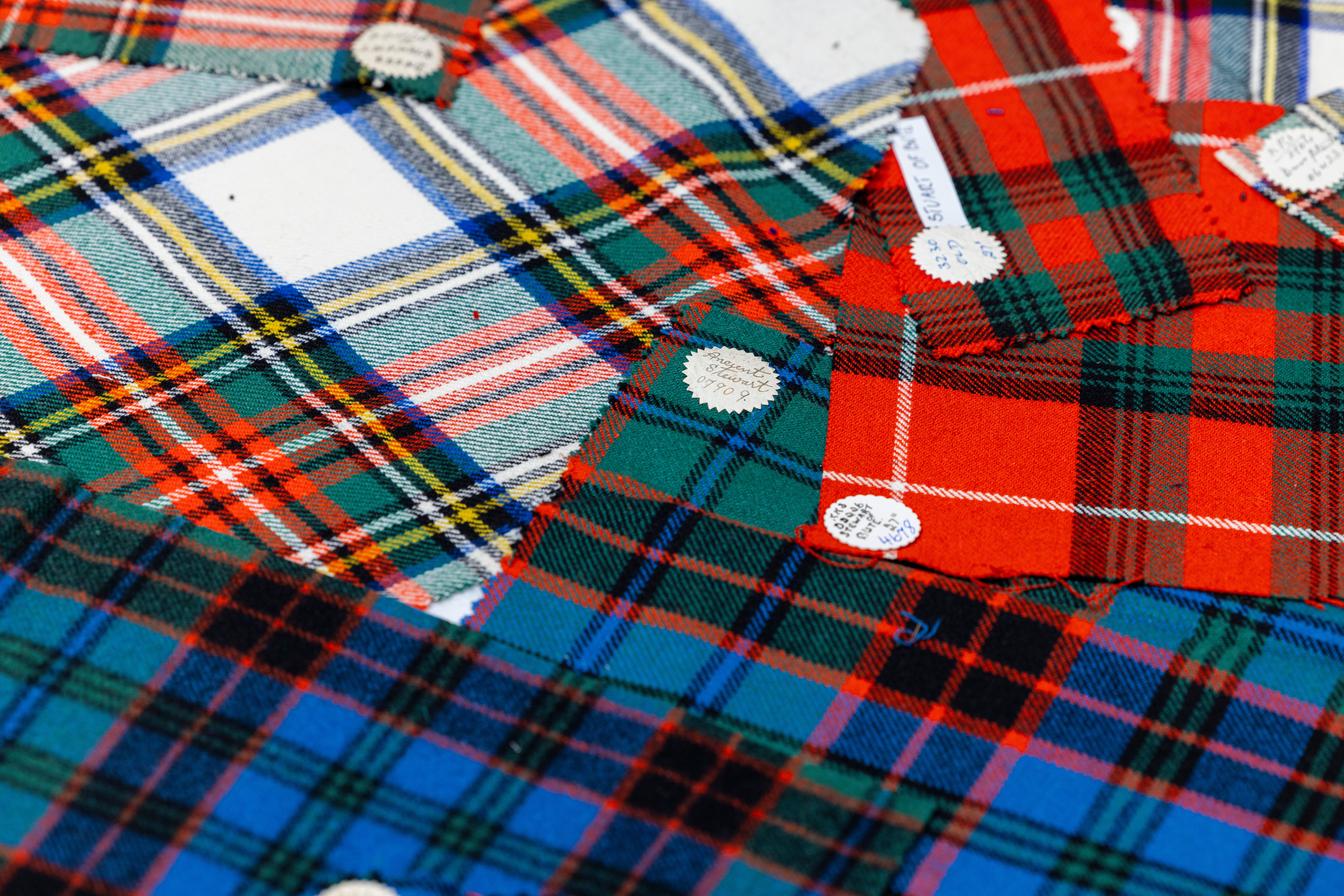 Some of the nearly 800 tartan samples given to the National Museums of Scotland