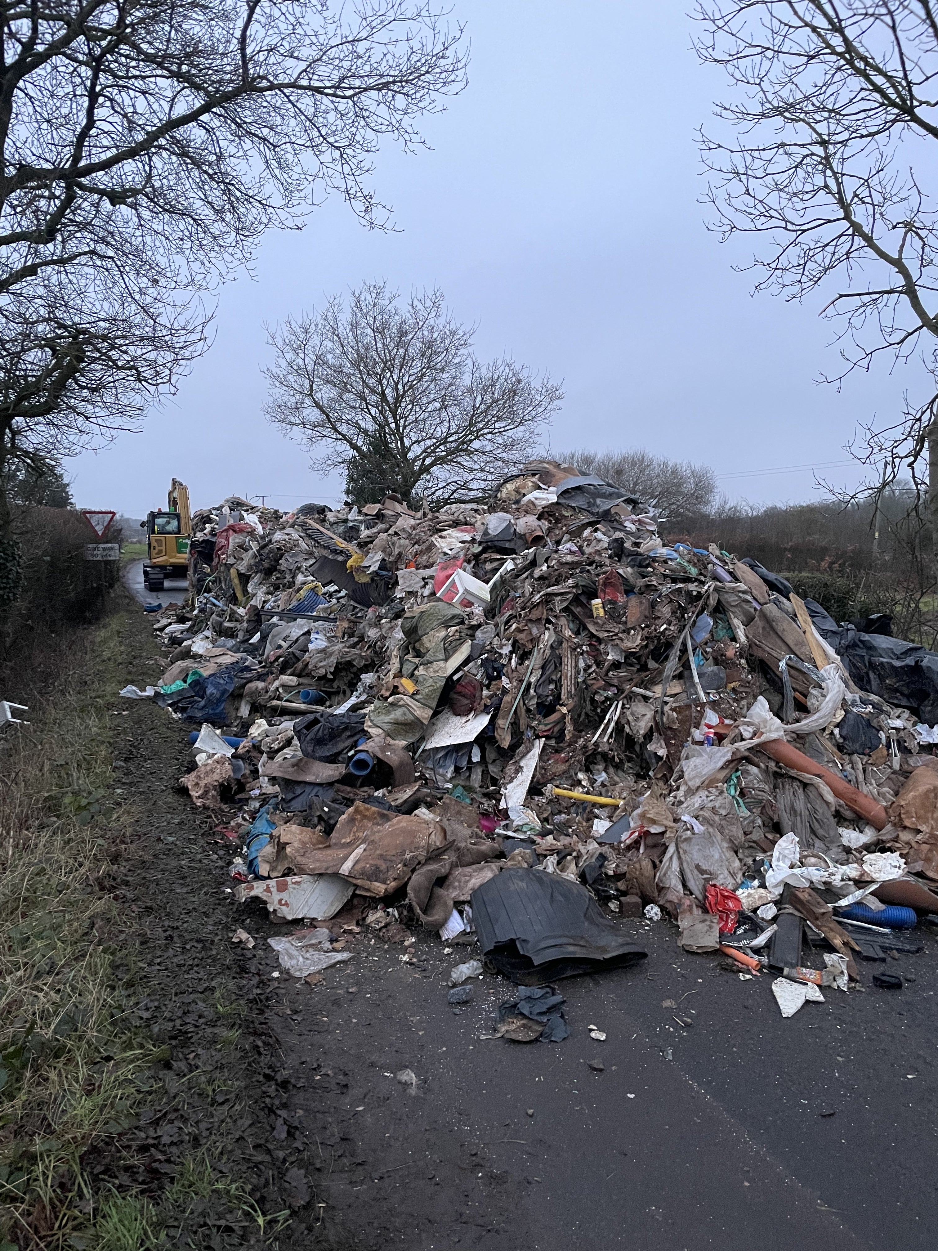 File photo of the ten-ft-high pile of waste from Watery Lane, on the outskirts of Lichfield in Staffordshire