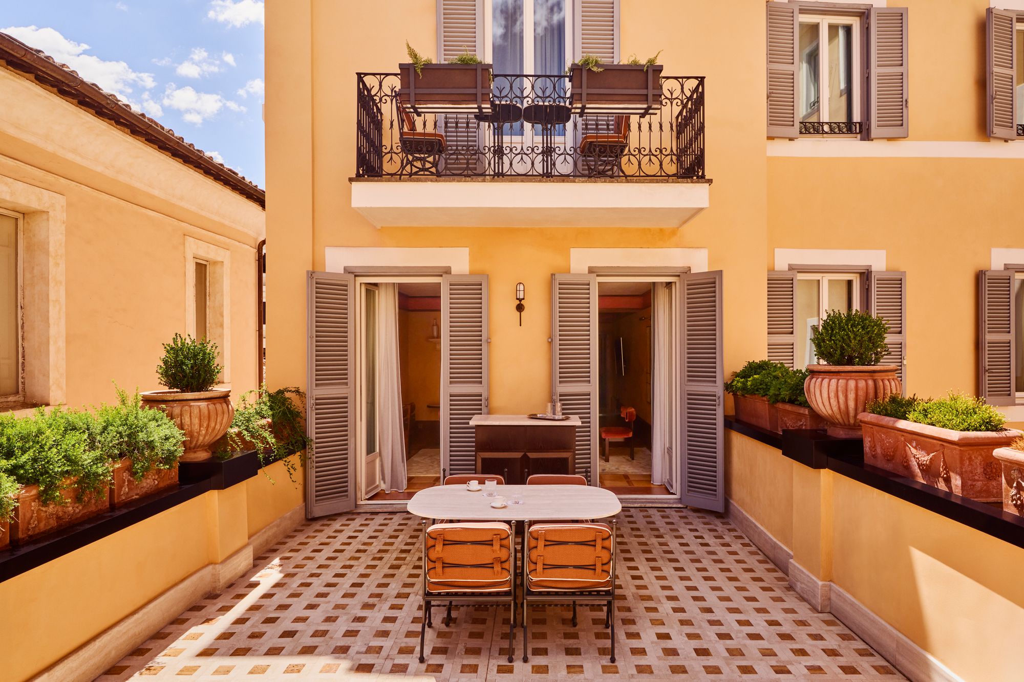 A Suite terrace at Orient Express La Minerva