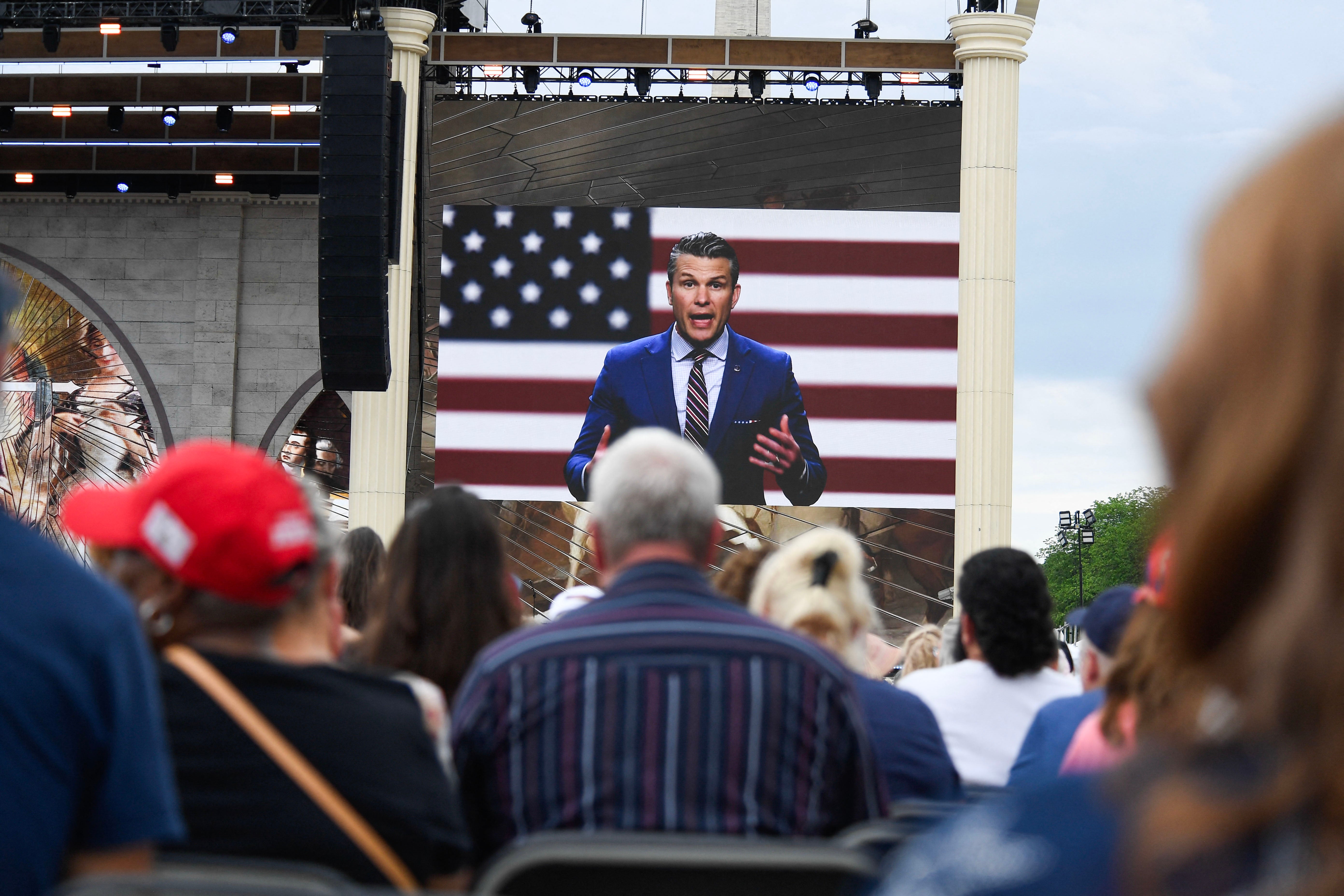 Secretary of War Pete Hegseth referenced George Washington in his video message to attendees at the event.