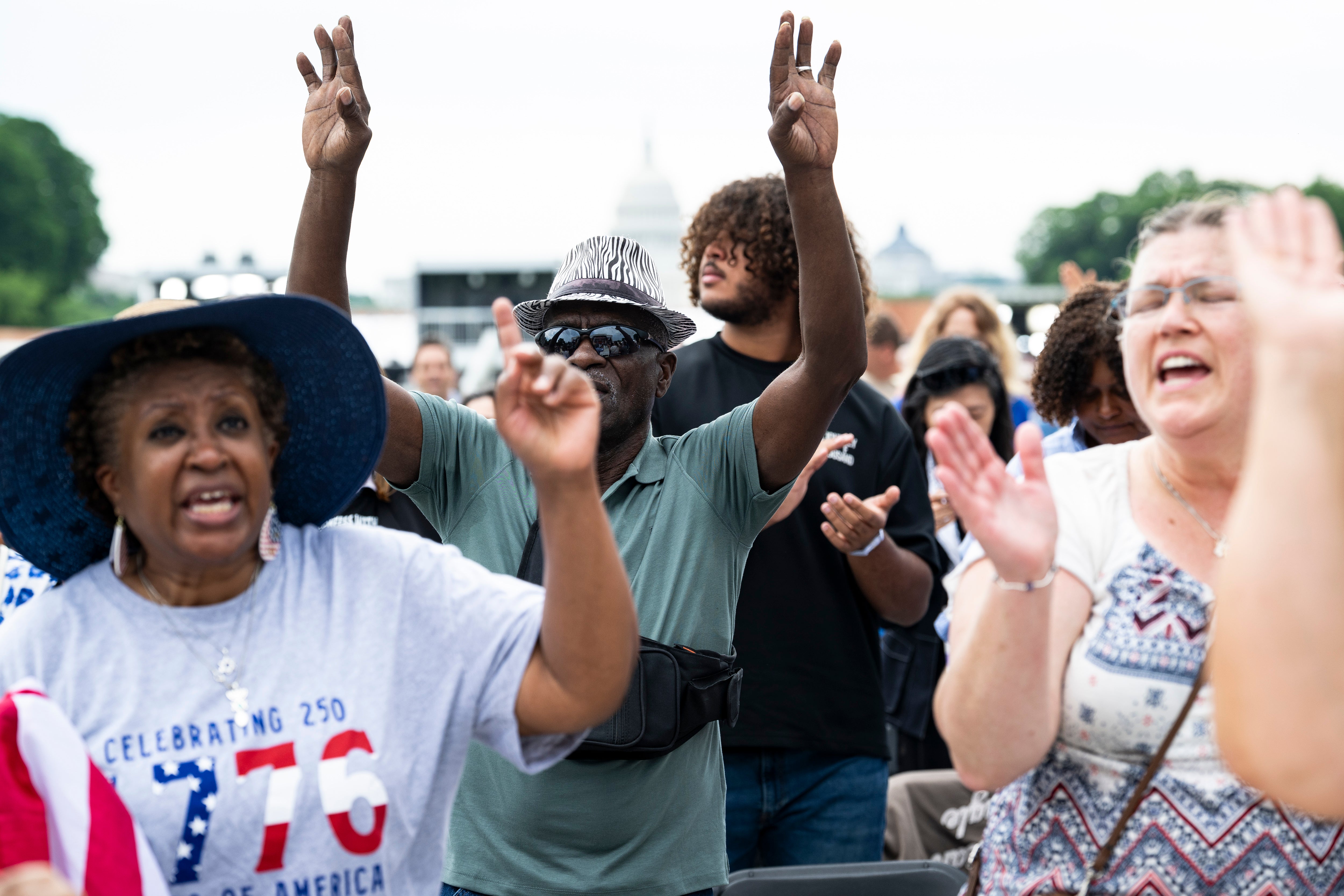 Thousands attended the prayer event, held on the National Mall