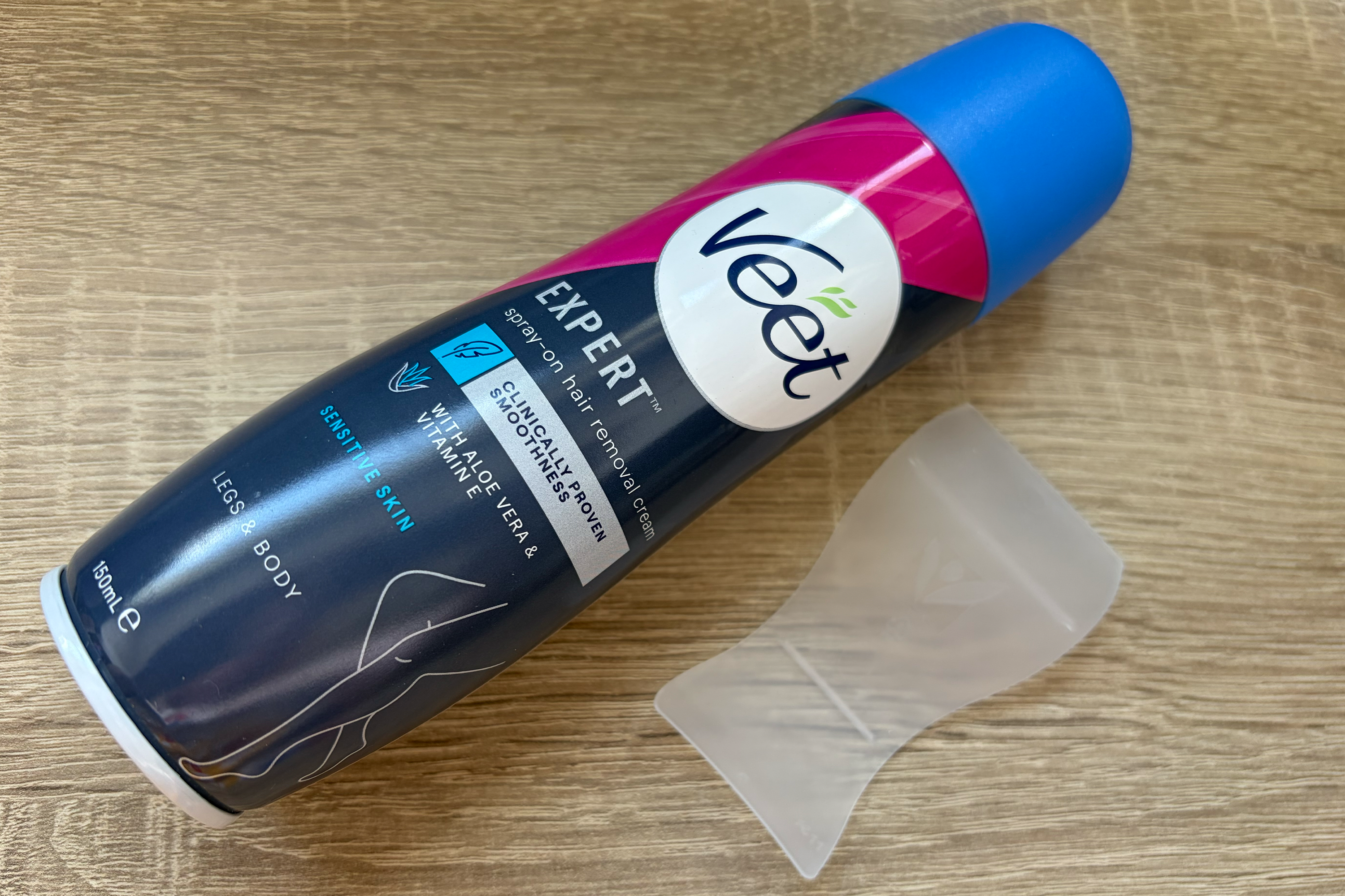 The Veet spray on hair removal cream works well on all areas (Lucy Partington/The Independent)