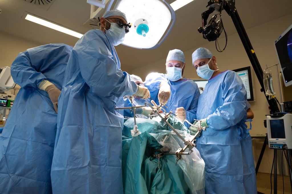 Surgeons at Leeds Teaching Hospitals NHS Trust performed a keyhole brain aneurysm operation though the eye socket