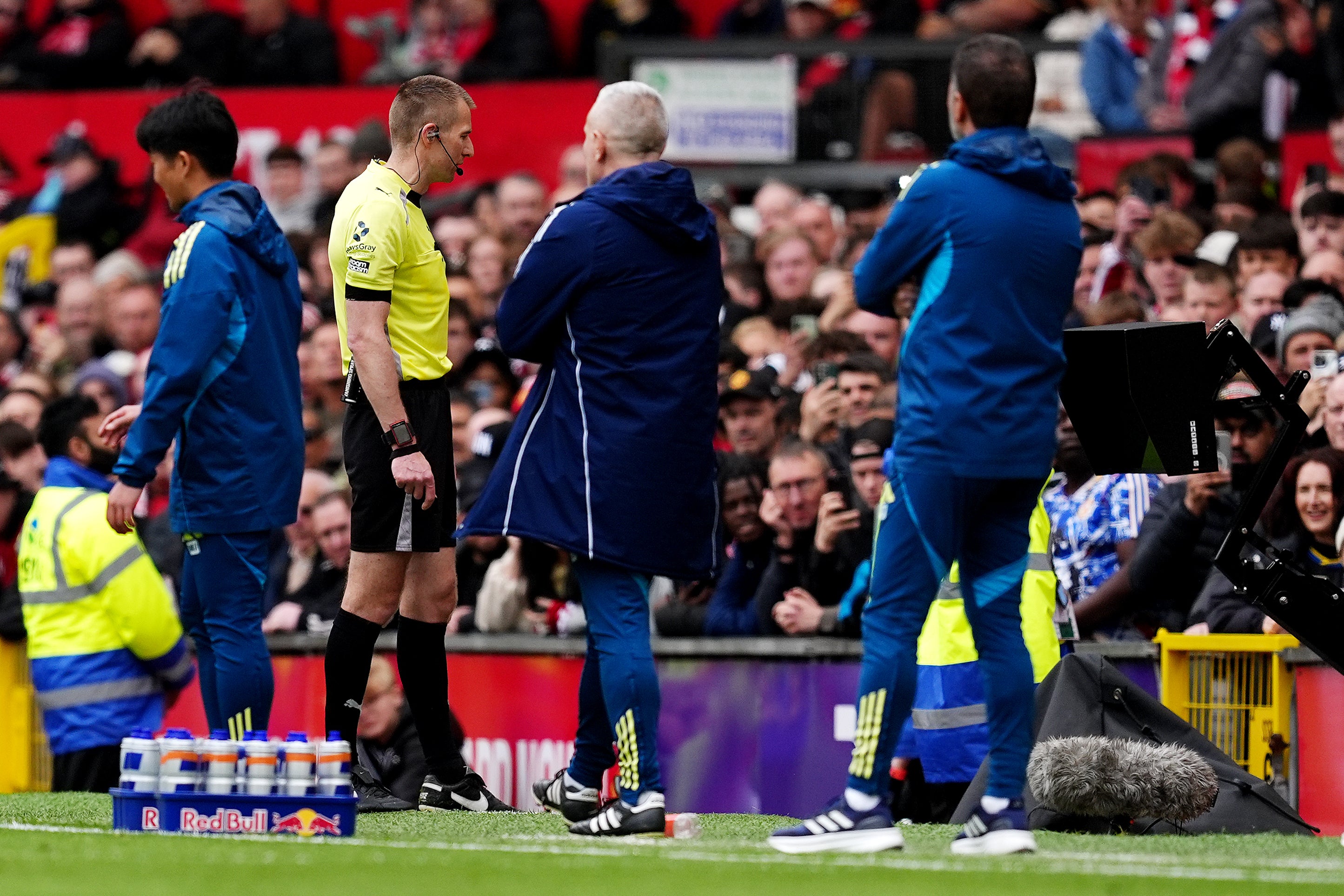 Referee Michael Salisbury stuck with his on-field decision after looking at his pitchside monitor